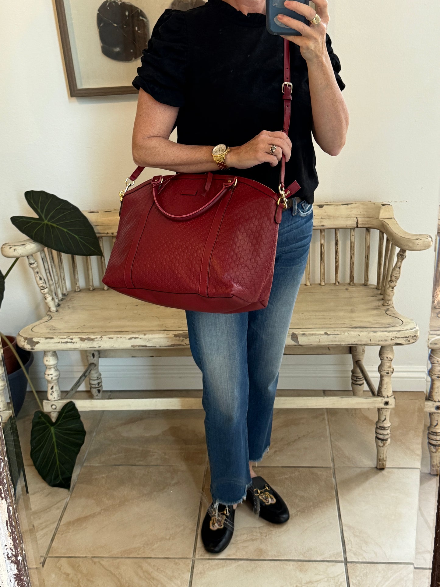 GUCCI Micro-Guccissima Cima Dome Red 2-Way Tote Large