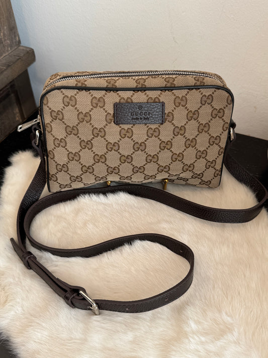 GUCCI GG Canvas Beige Monogram Small Crossbody