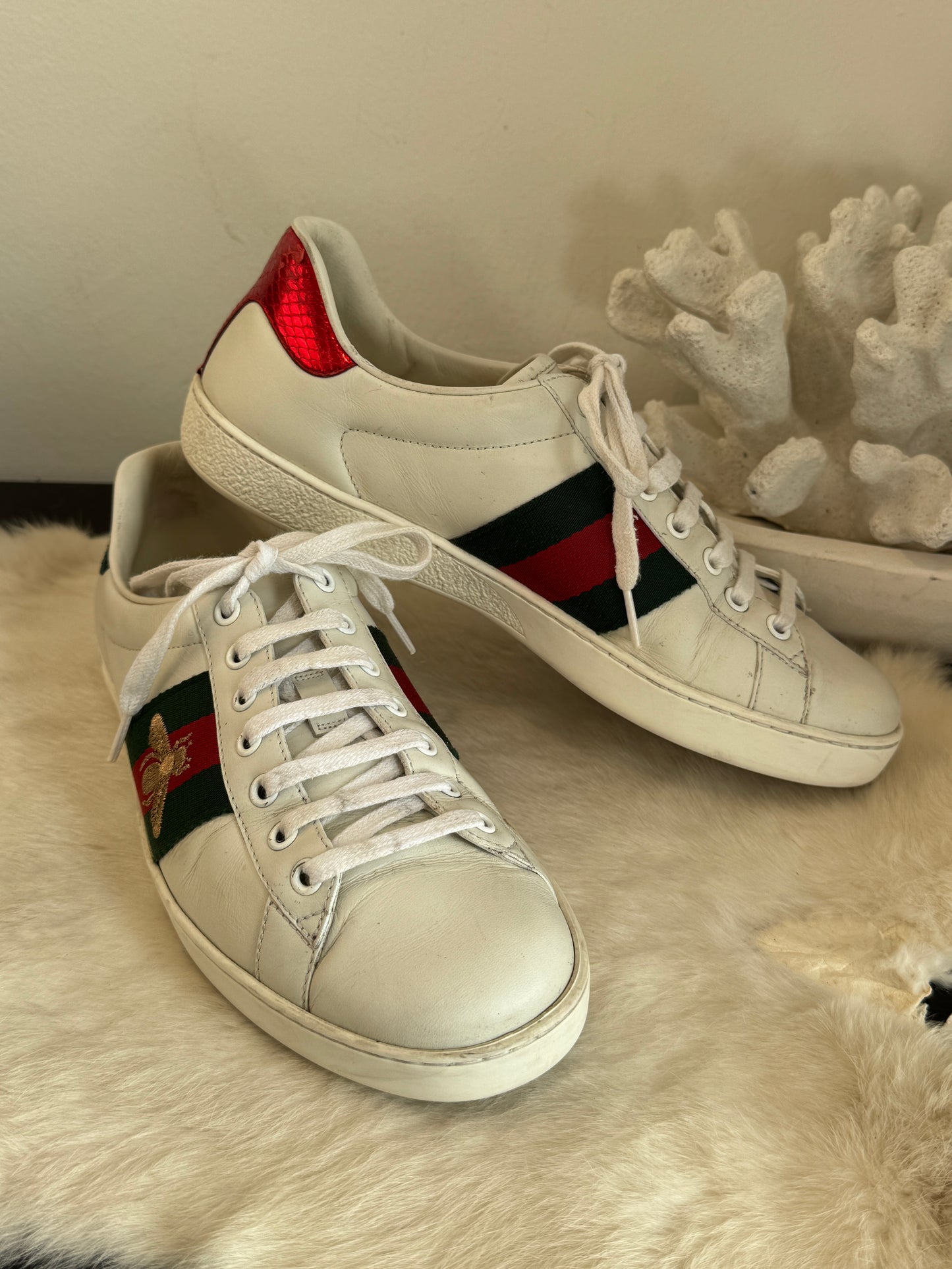 GUCCI White Ace Bees Men's Sneakers 5.5EU (38.5EU)