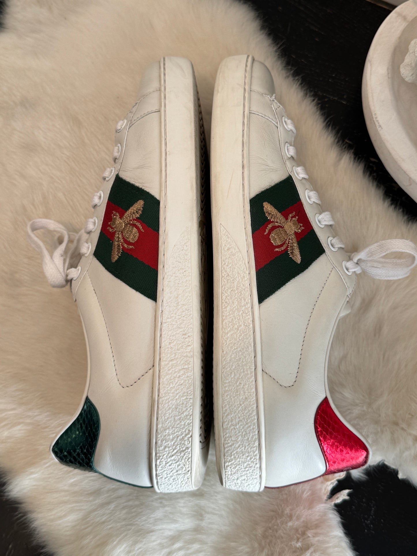 GUCCI White Ace Bees Men's Sneakers 5.5EU (38.5EU)