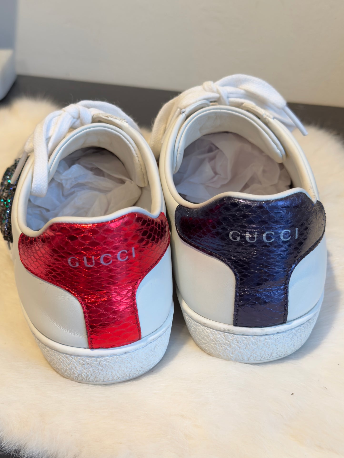 Gucci Ace Rhinestone Snakes Women's Sneakers Size 37.5EU