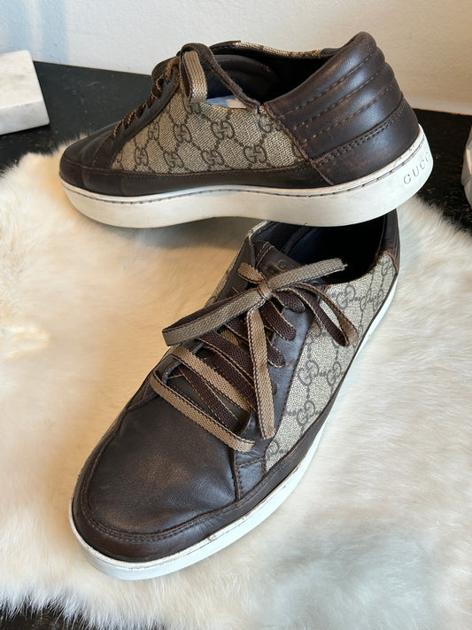 GUCCI GG Supreme Canvas Brown Sneakers Men's 7EU (40EU Women's)