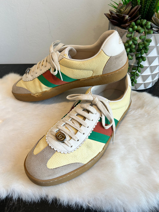 GUCCI G74 Web Oatmeal Cream Men's Sneakers 8.5EU (Women's 41.5EU)