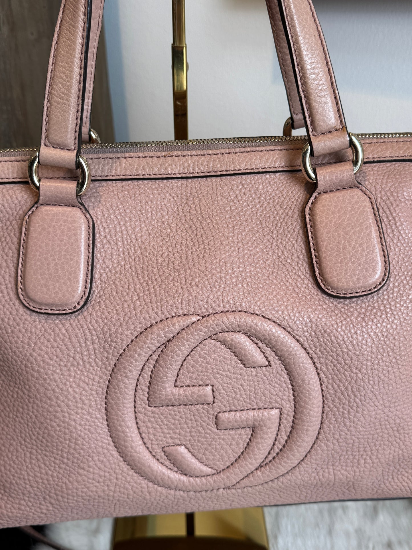 GUCCI Blush Soho 2-Way Zip Top Tote/Crossbody