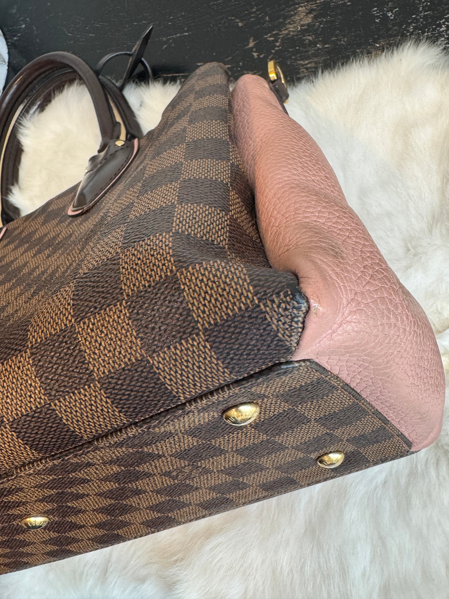 Louis Vuitton Cuir Taurillon Damier Ebene Normandy Magnolia