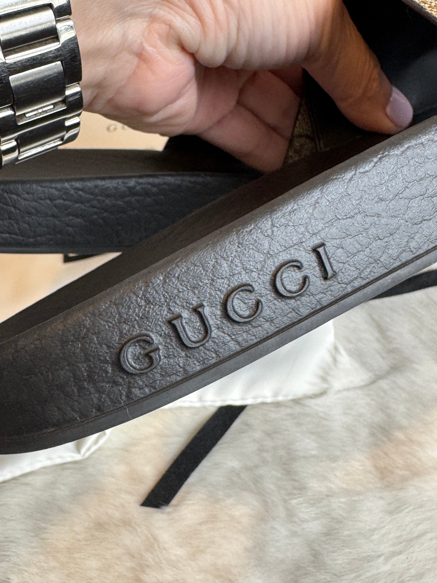 GUCCI Supreme Pearl Monogram Women's Slides 36EU