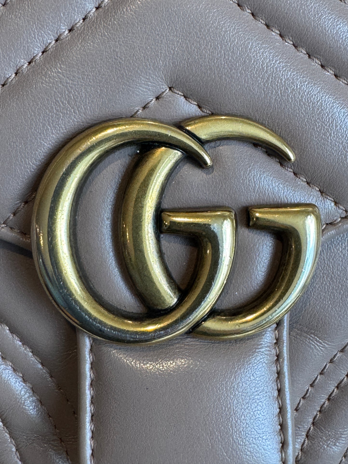 GUCCI Calfskin Matelasse Marmont Mini Top Handle Blush Crossbody