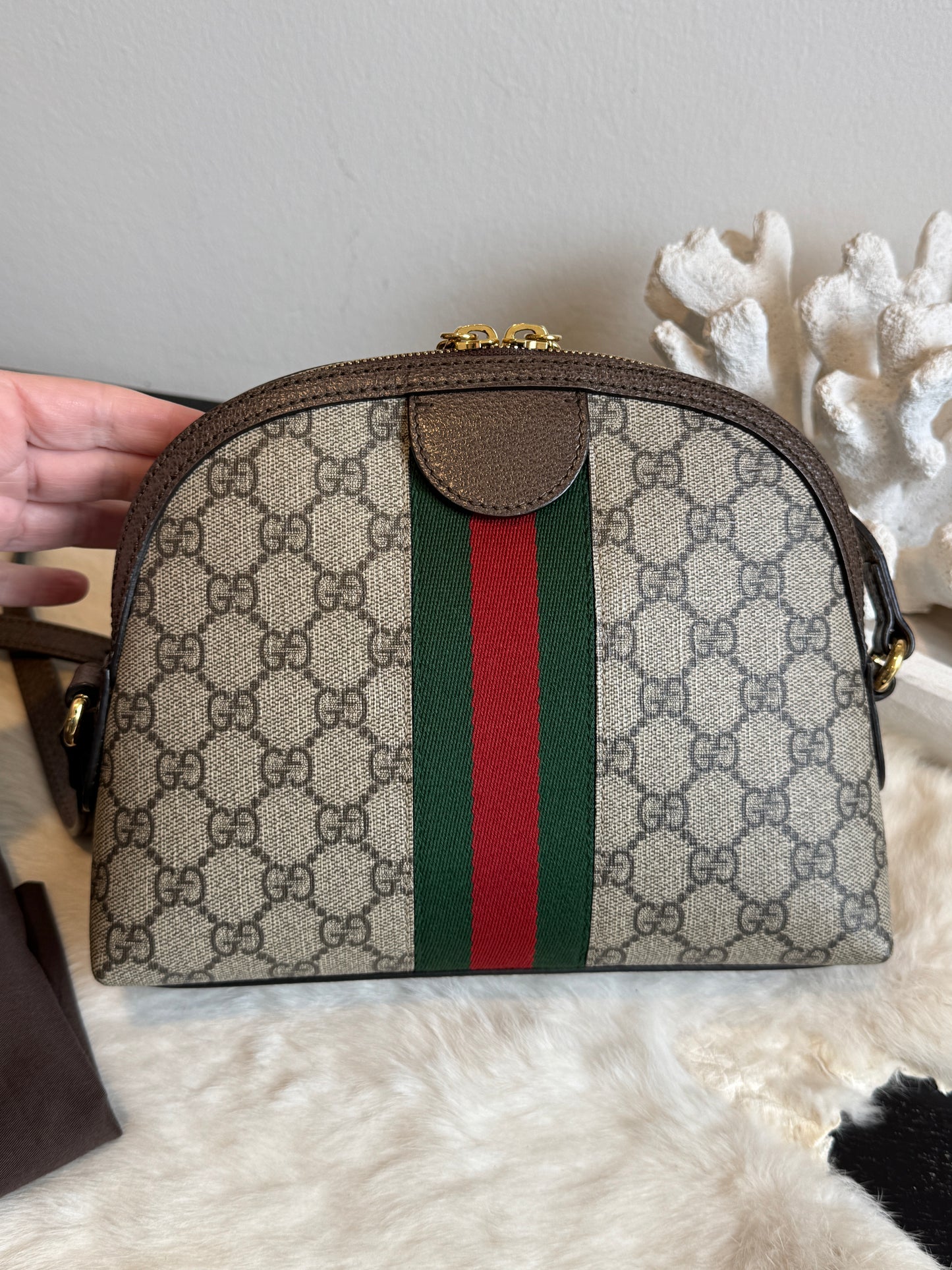 GUCCI Supreme Ophidia Round Top Crossbody Bag