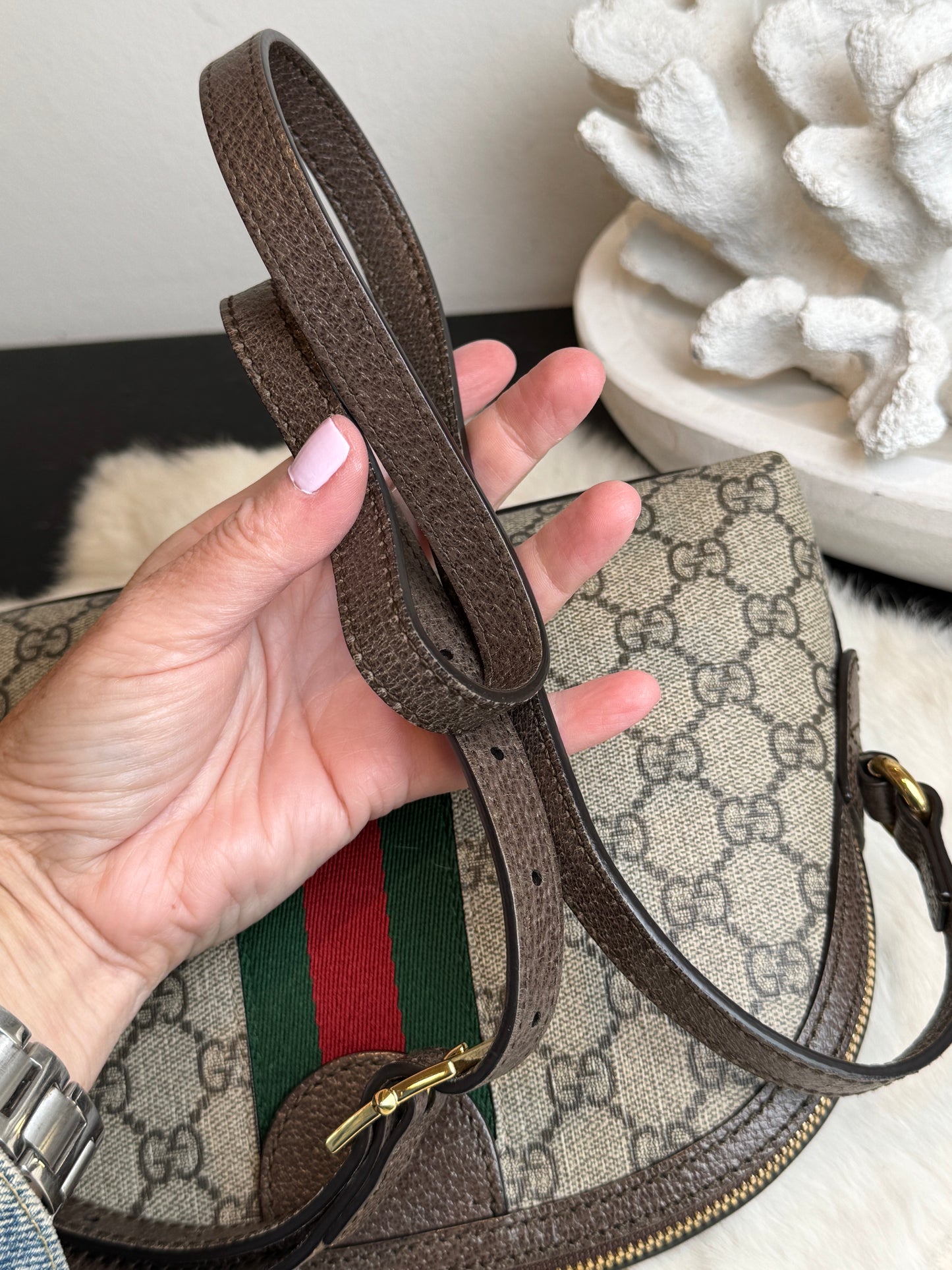 GUCCI Supreme Ophidia Round Top Crossbody Bag