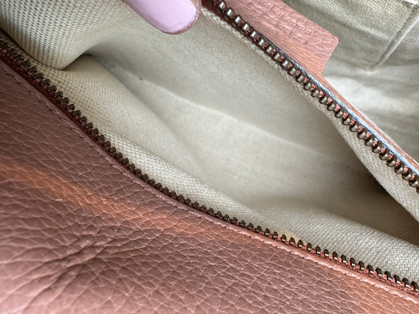 Gucci Pebbled Calfskin Small GG Marmont Top Handle Bag Rose
