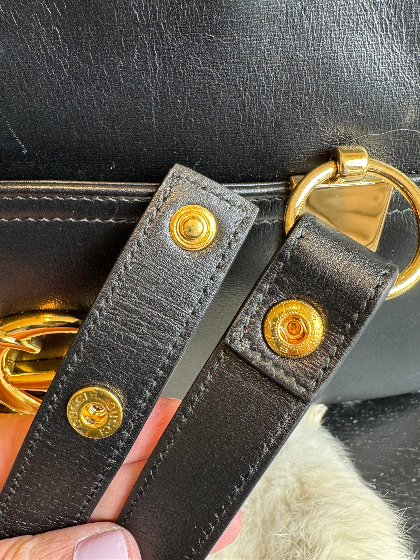GUCCI Large Arli Leather Shoulder Bag Black