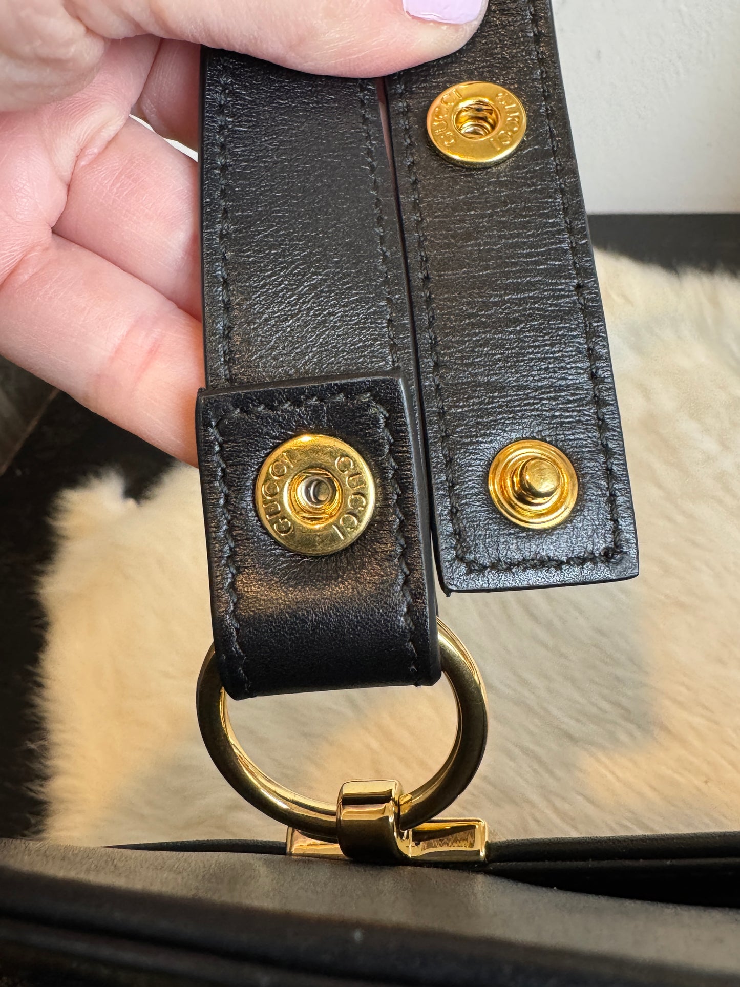 GUCCI Large Arli Leather Shoulder Bag Black