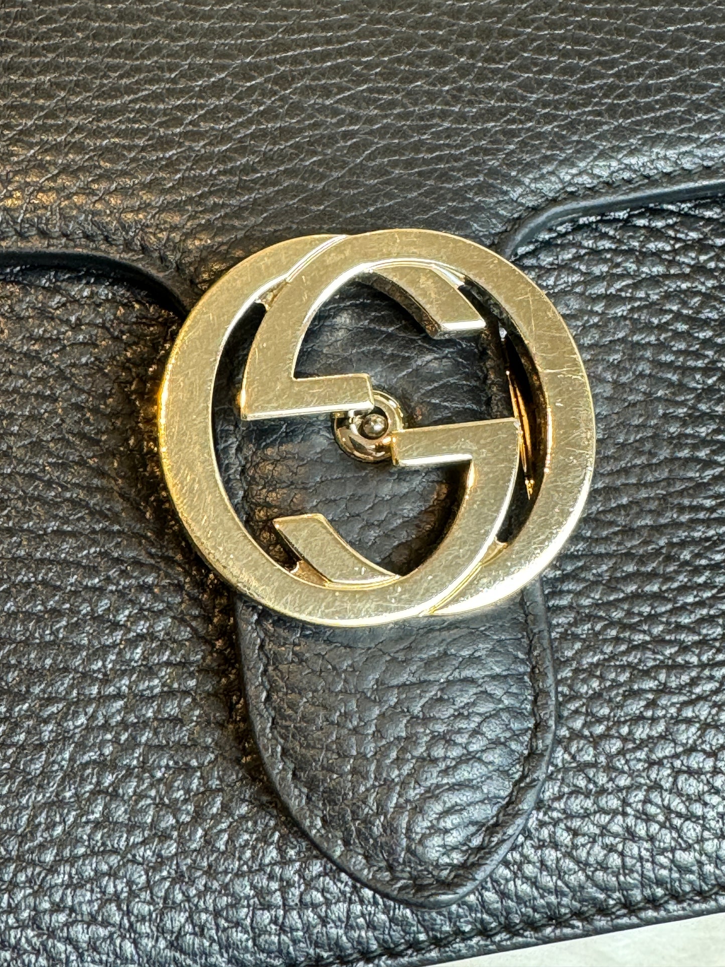 GUCCI Interlocking G Black Leather Bag