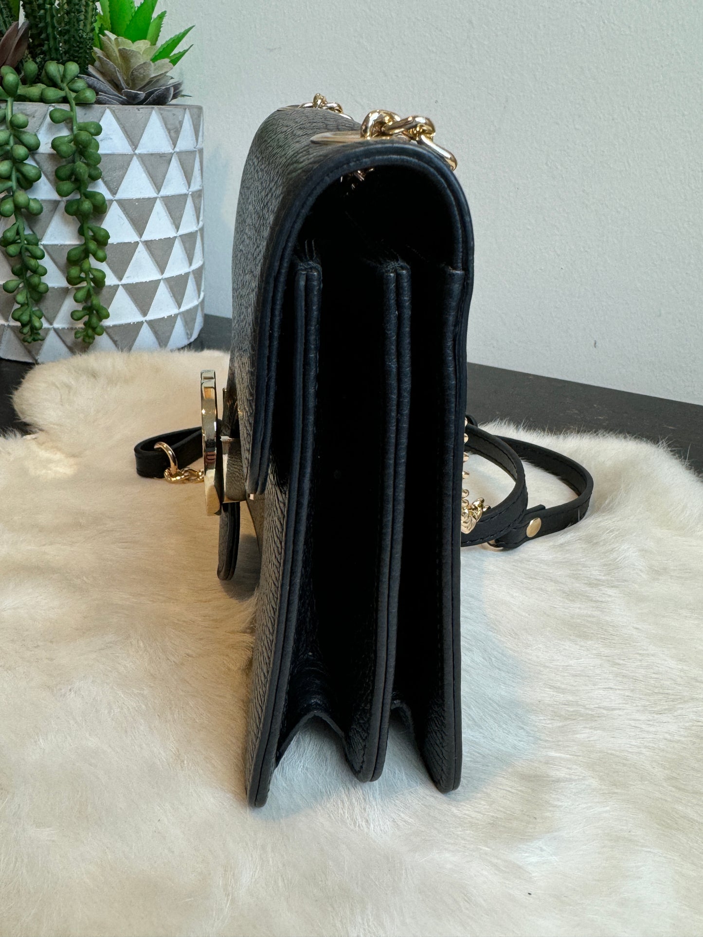 GUCCI Interlocking G Black Leather Bag