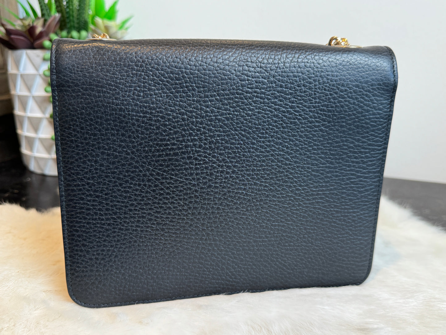 GUCCI Interlocking G Black Leather Bag