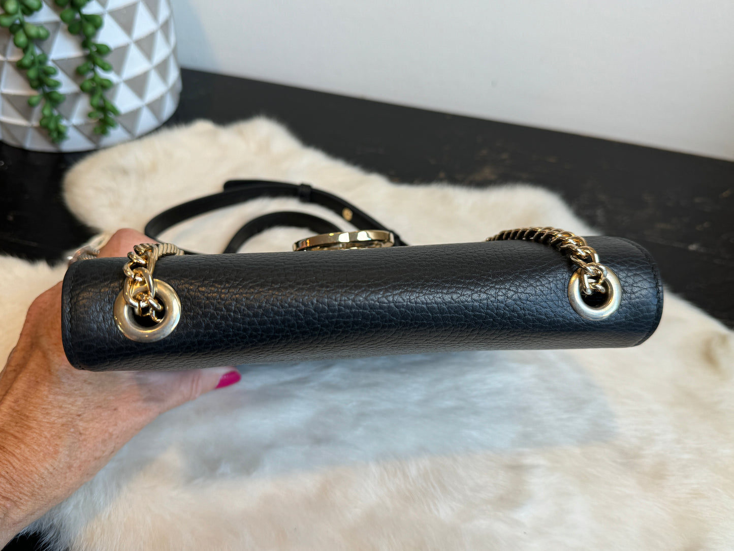 GUCCI Interlocking G Black Leather Bag