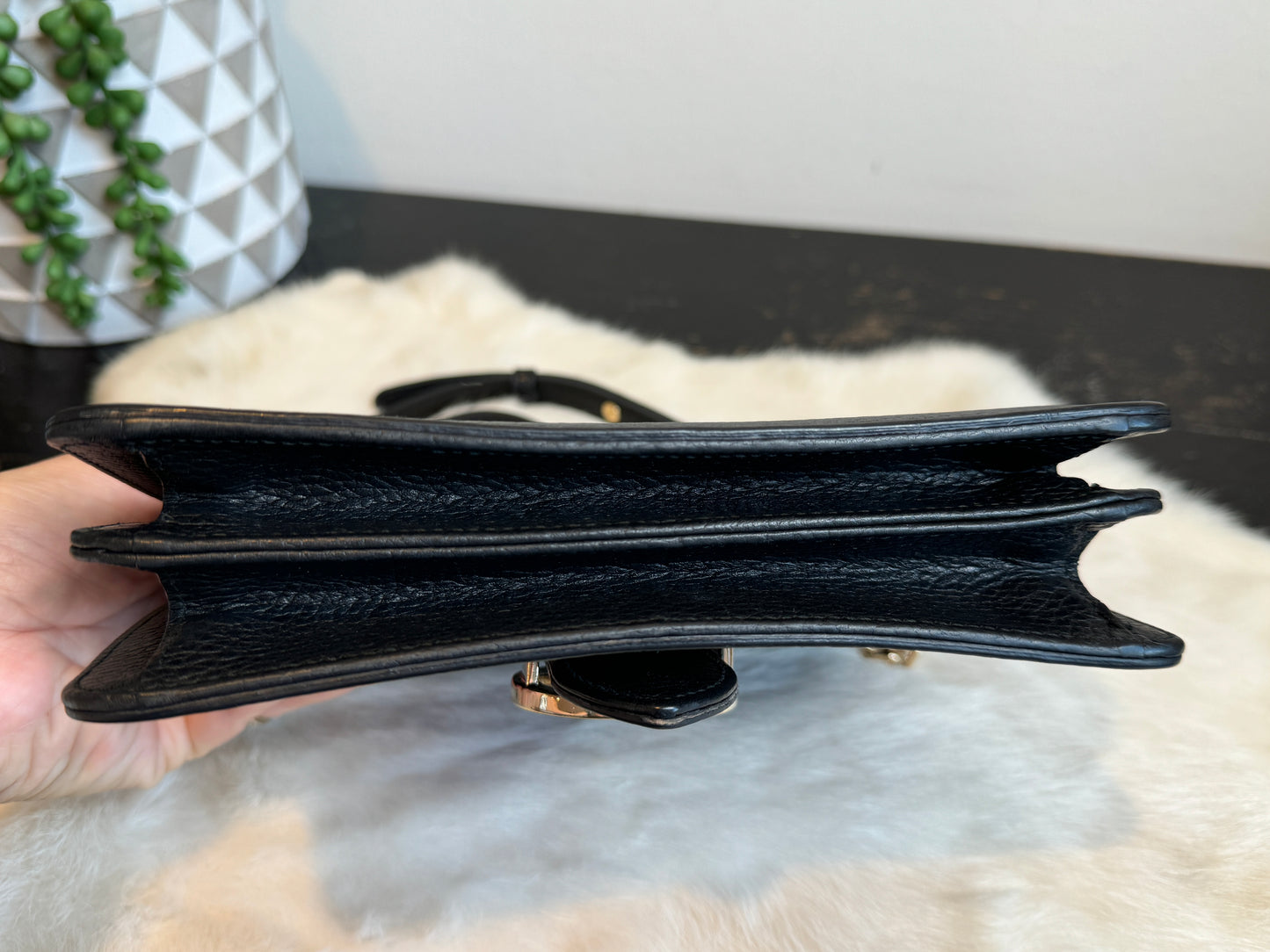 GUCCI Interlocking G Black Leather Bag