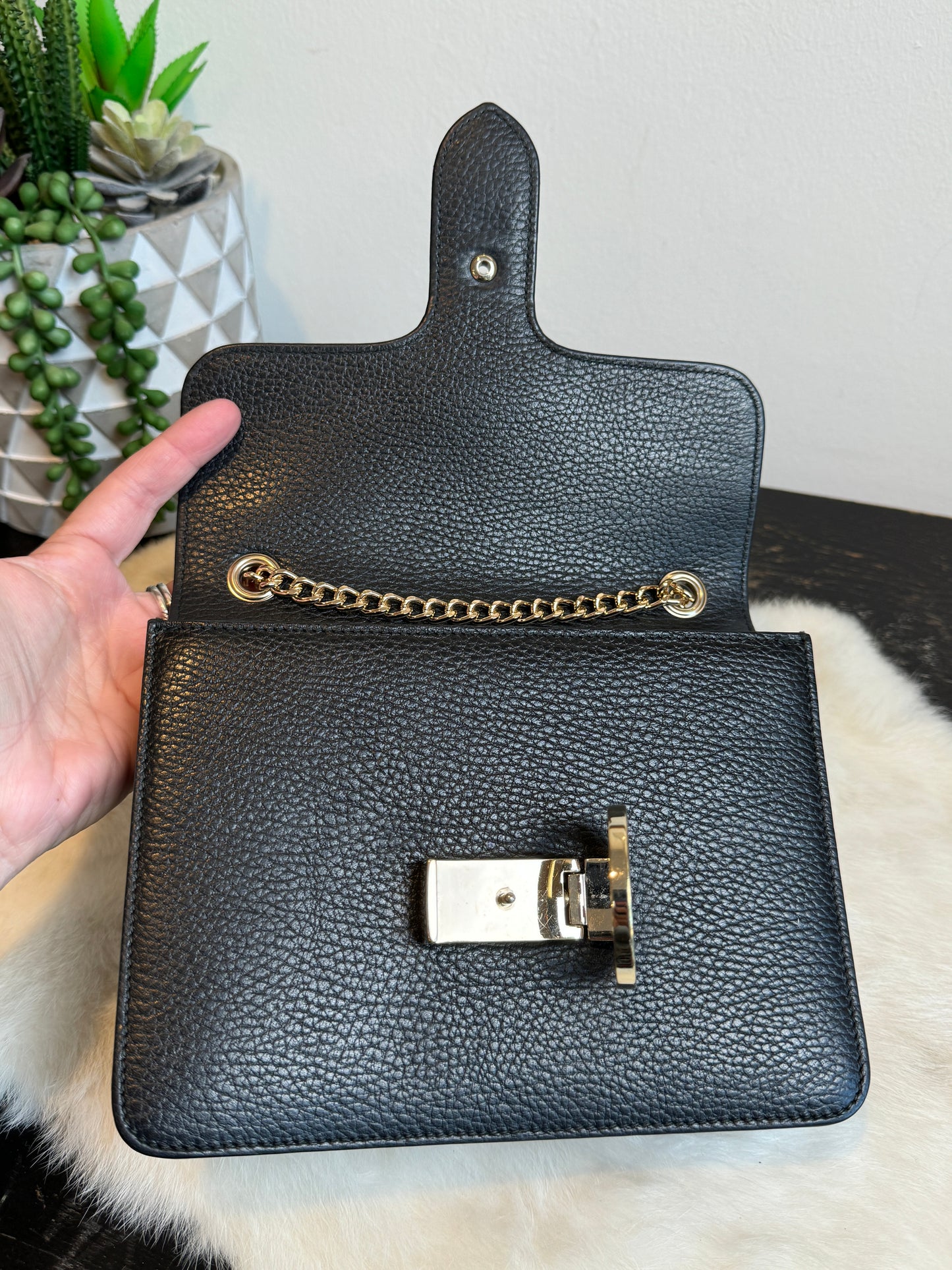 GUCCI Interlocking G Black Leather Bag