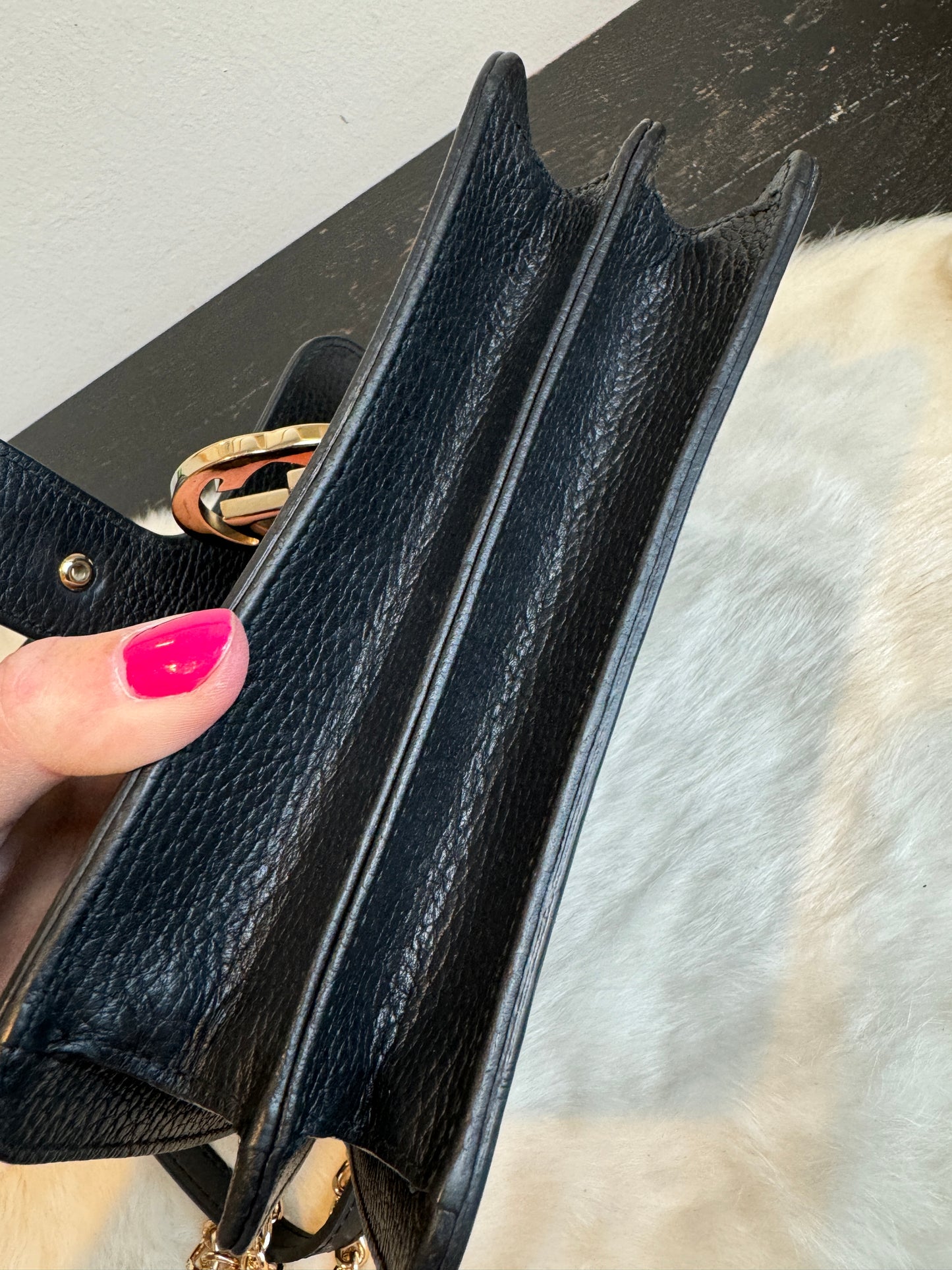 GUCCI Interlocking G Black Leather Bag