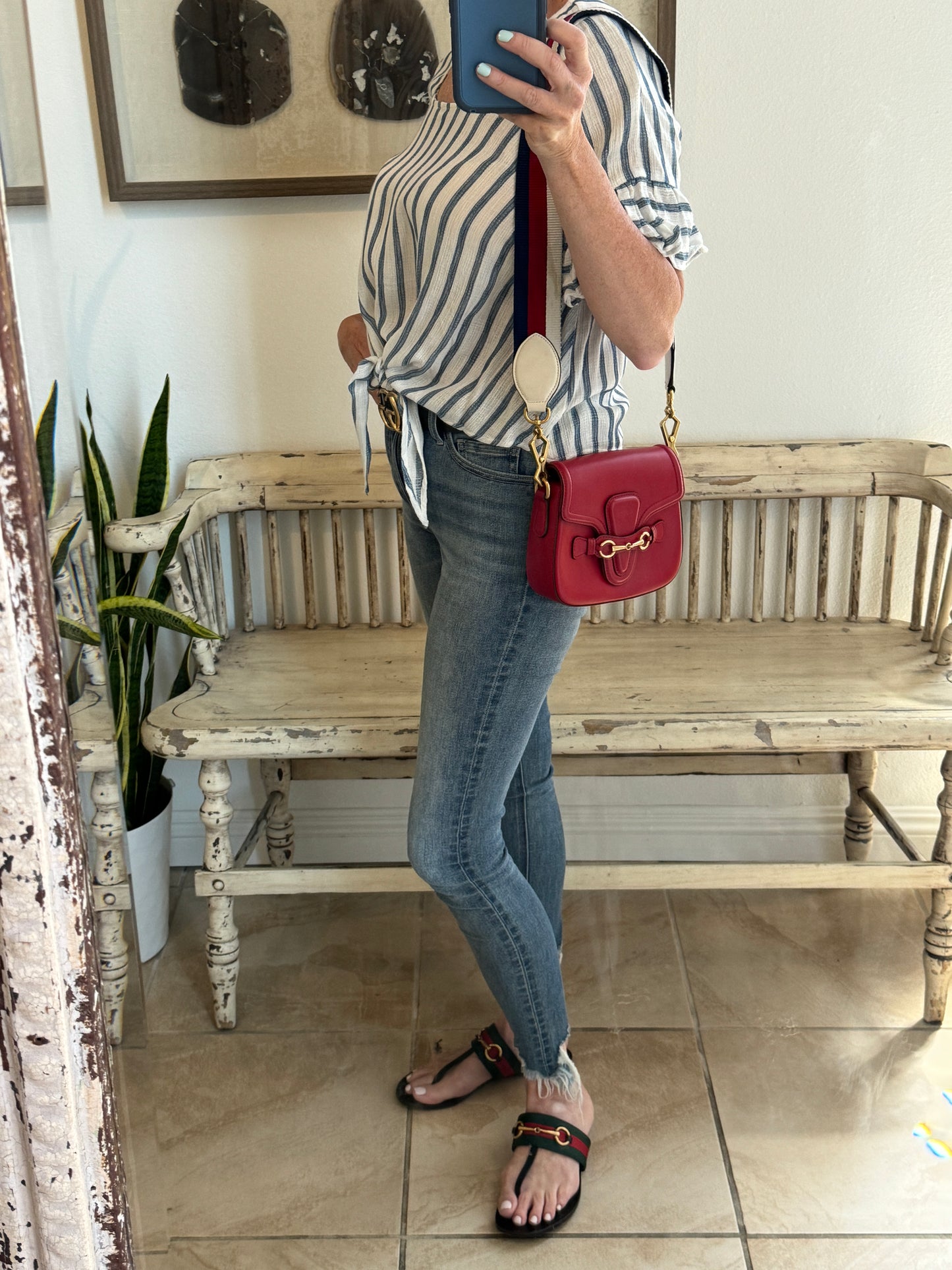 GUCCI Horsebit Lady Mini Web Red