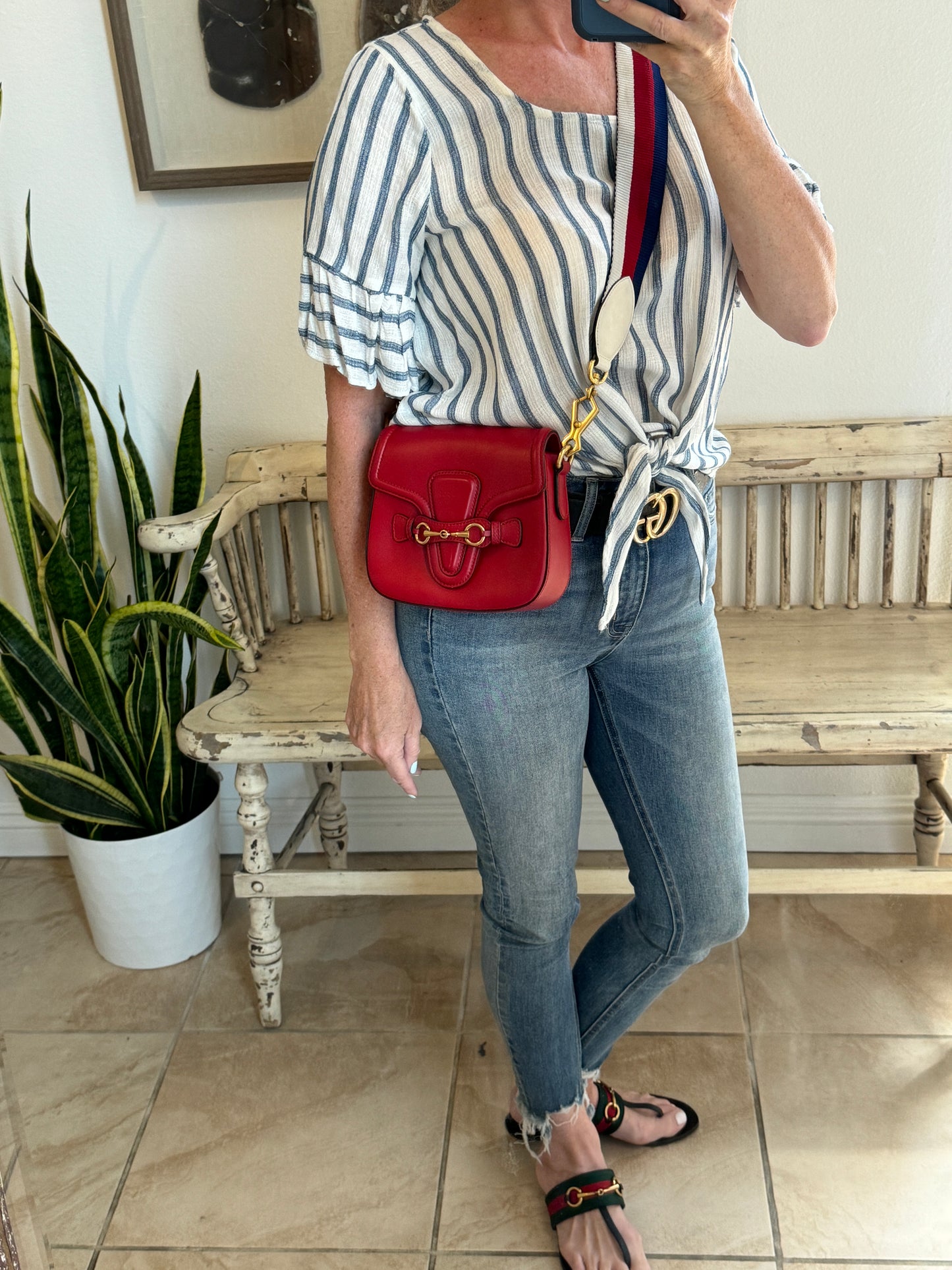 GUCCI Horsebit Lady Mini Web Red