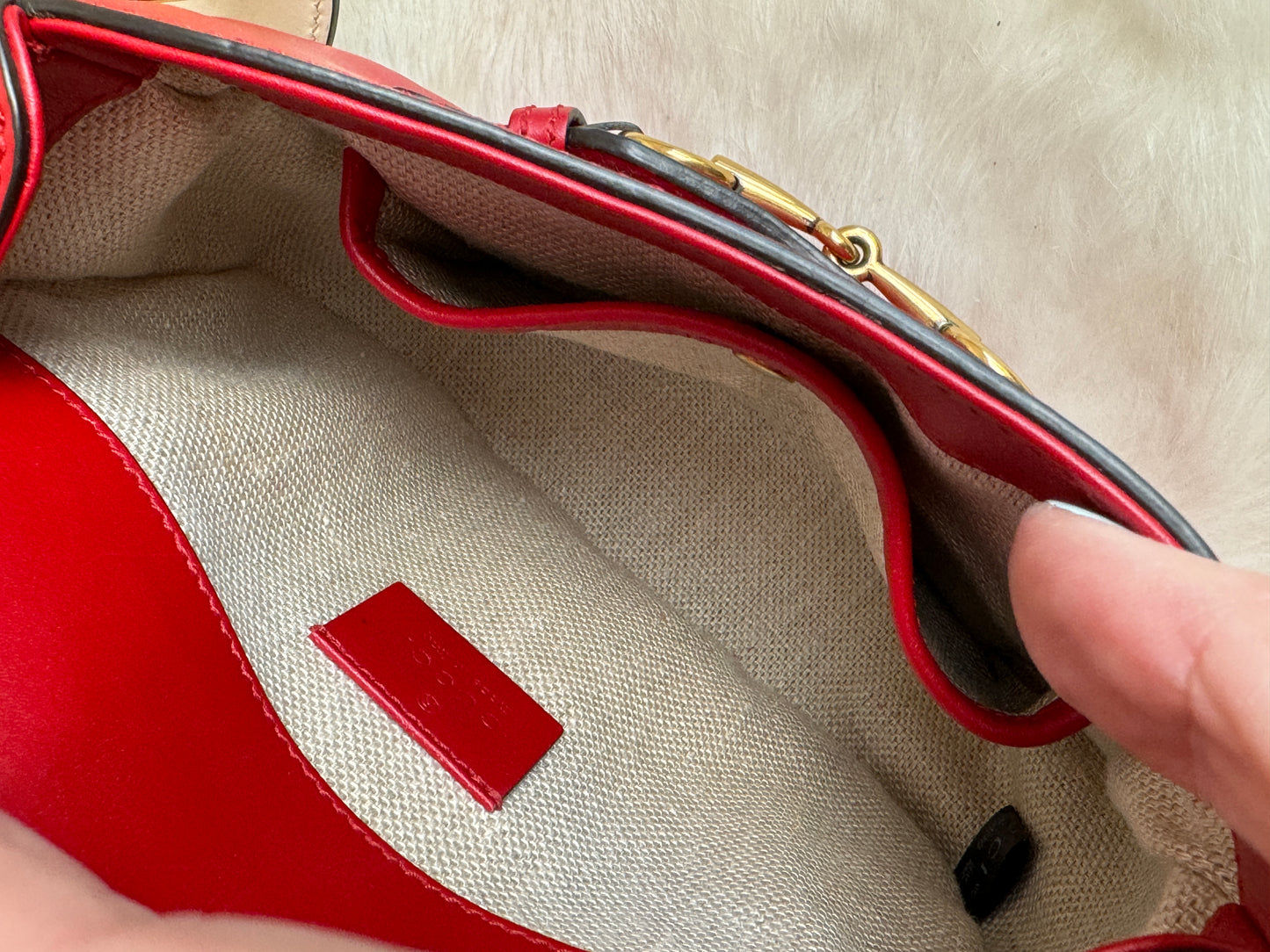 GUCCI Horsebit Lady Mini Web Red