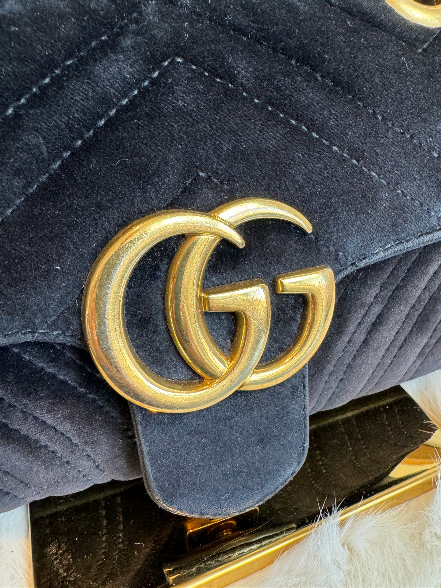 GUCCI Black Velvet Marmont Mini Bag