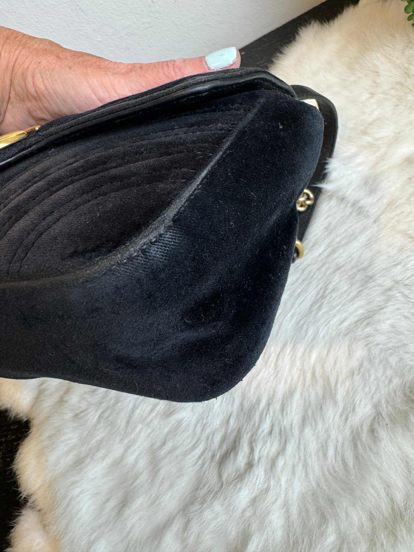 GUCCI Black Velvet Marmont Mini Bag