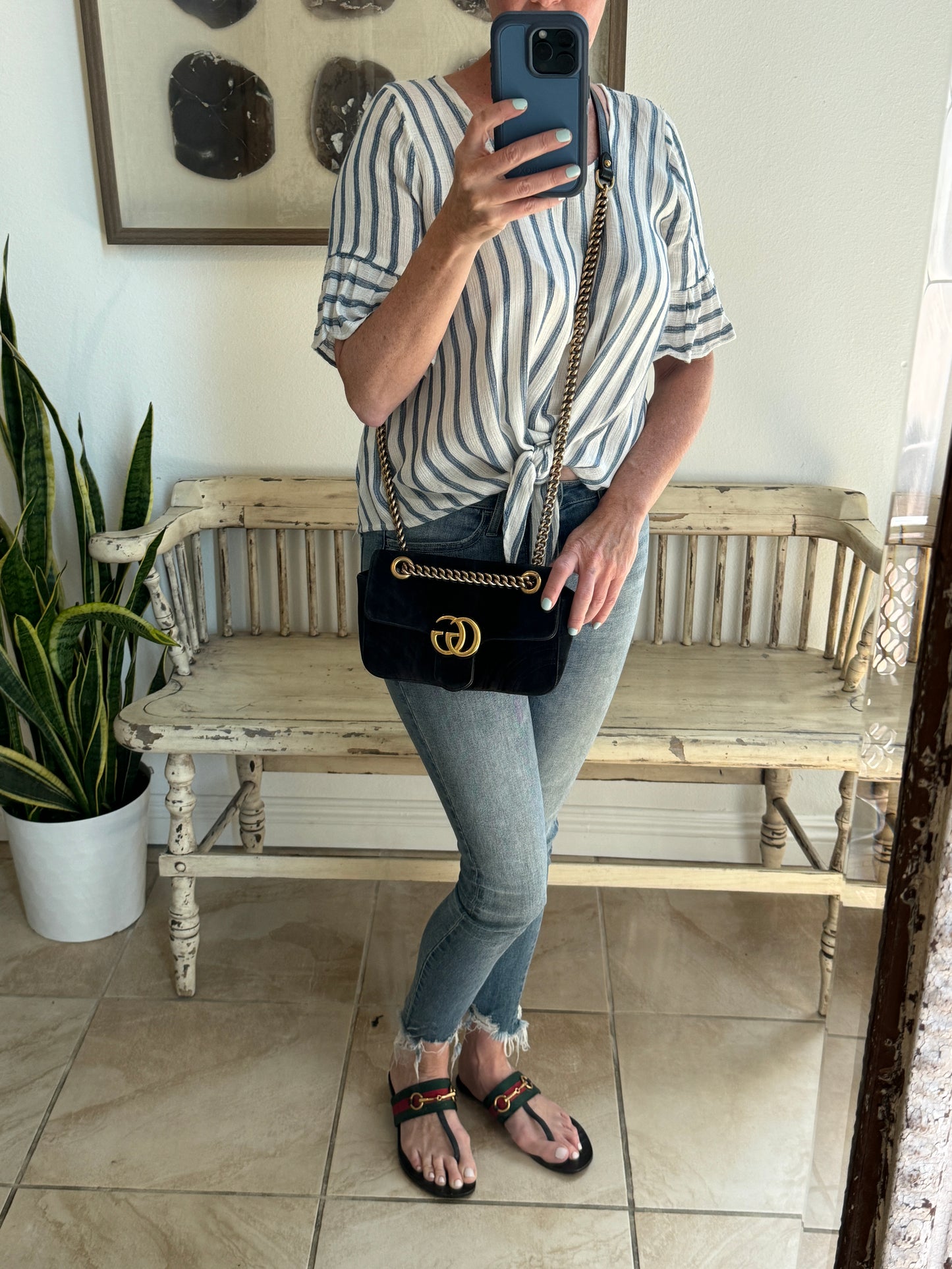 GUCCI Black Velvet Marmont Mini Bag