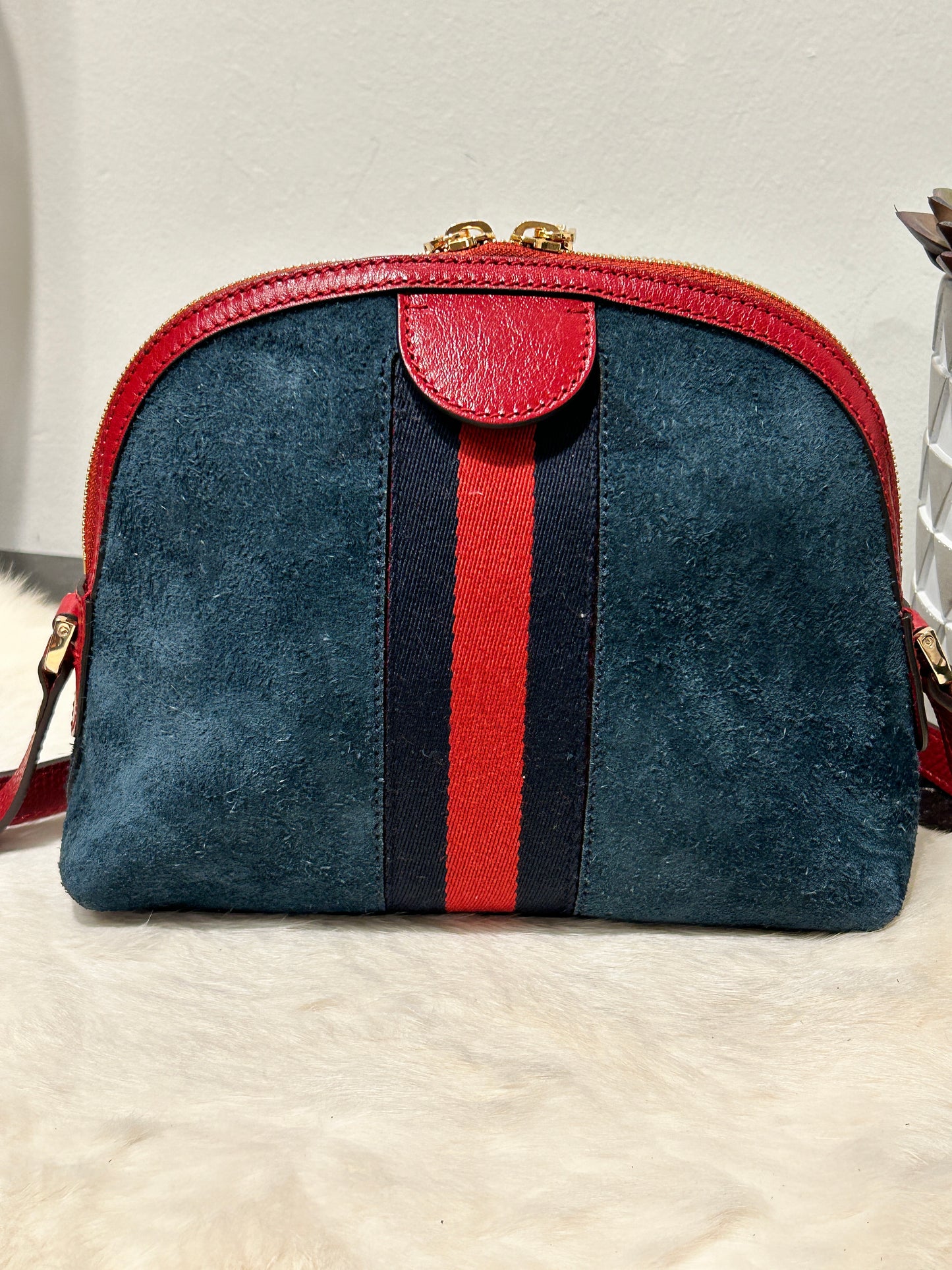 GUCCI Suede Ophidia Round Top Crossbody Bag MO