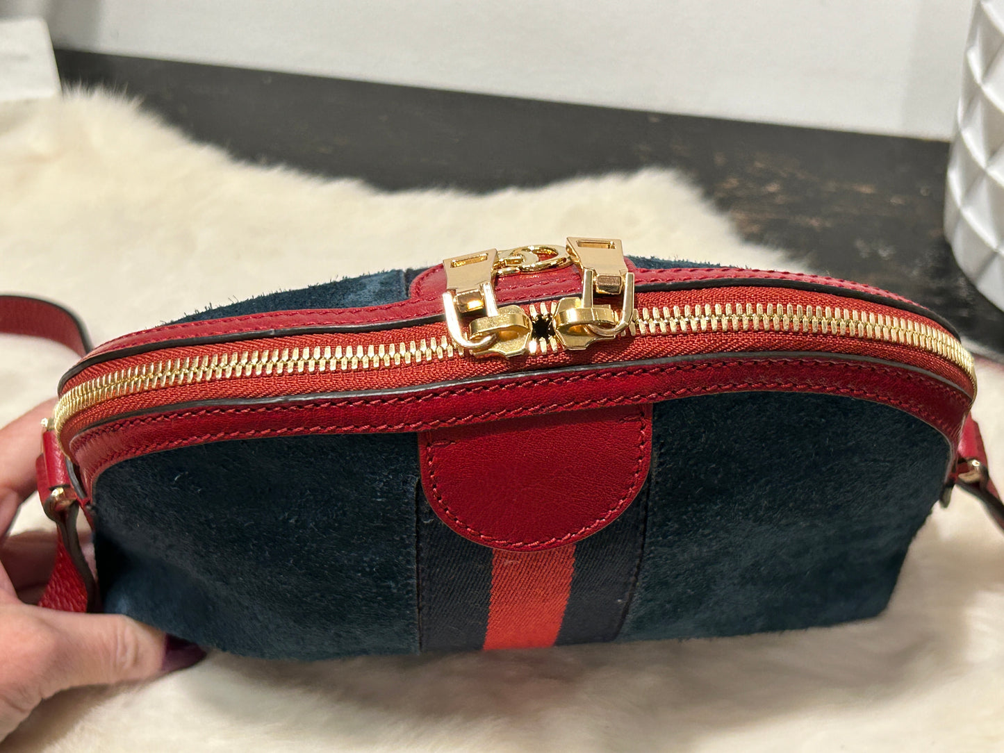 GUCCI Suede Ophidia Round Top Crossbody Bag MO