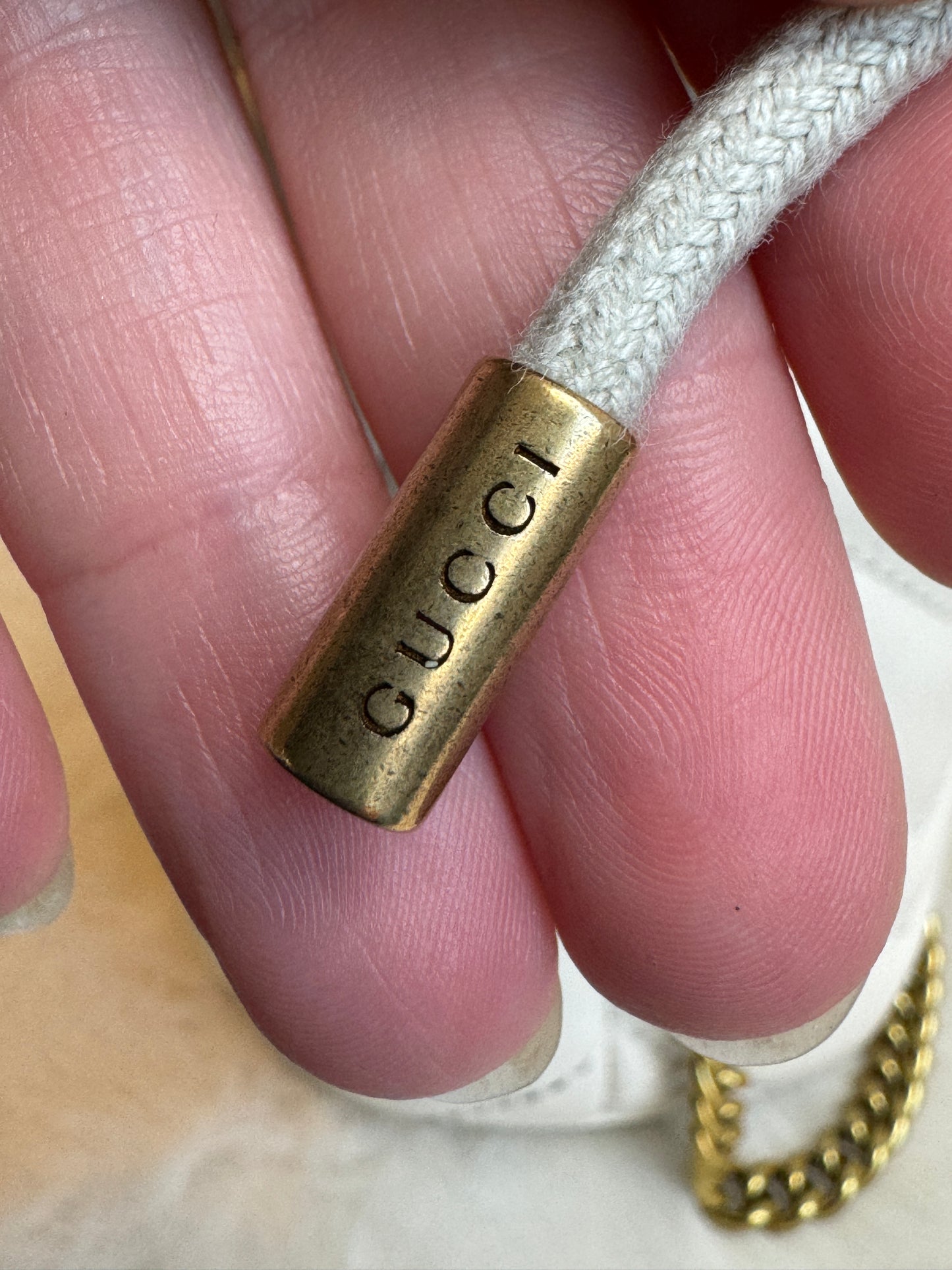 GUCCI Cream Leather GG Marmont Mini Bucket Bag