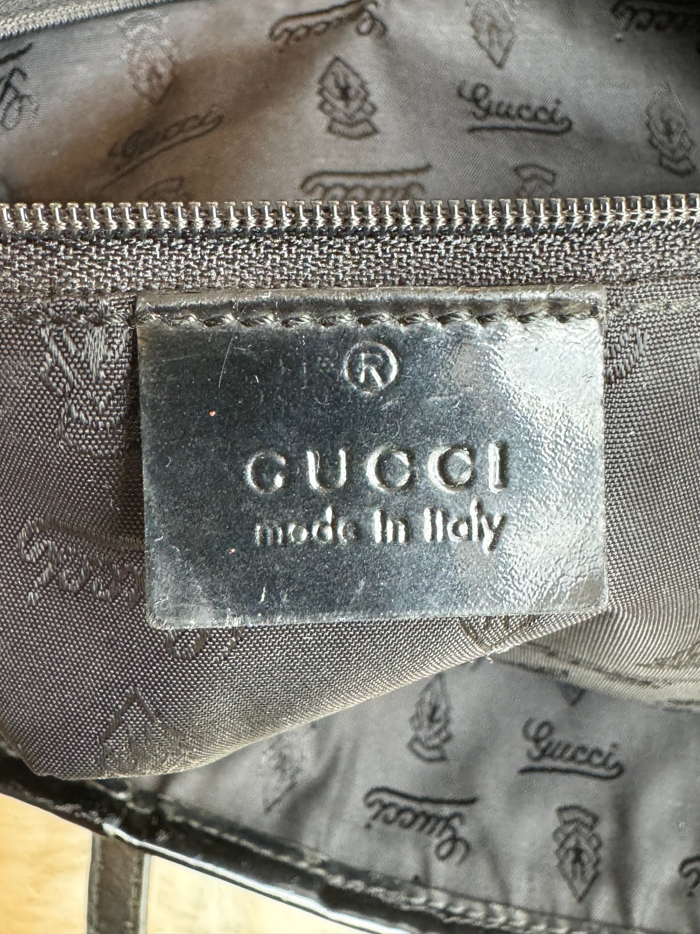 GUCCI GG Canvas Small Patent Trim Tote