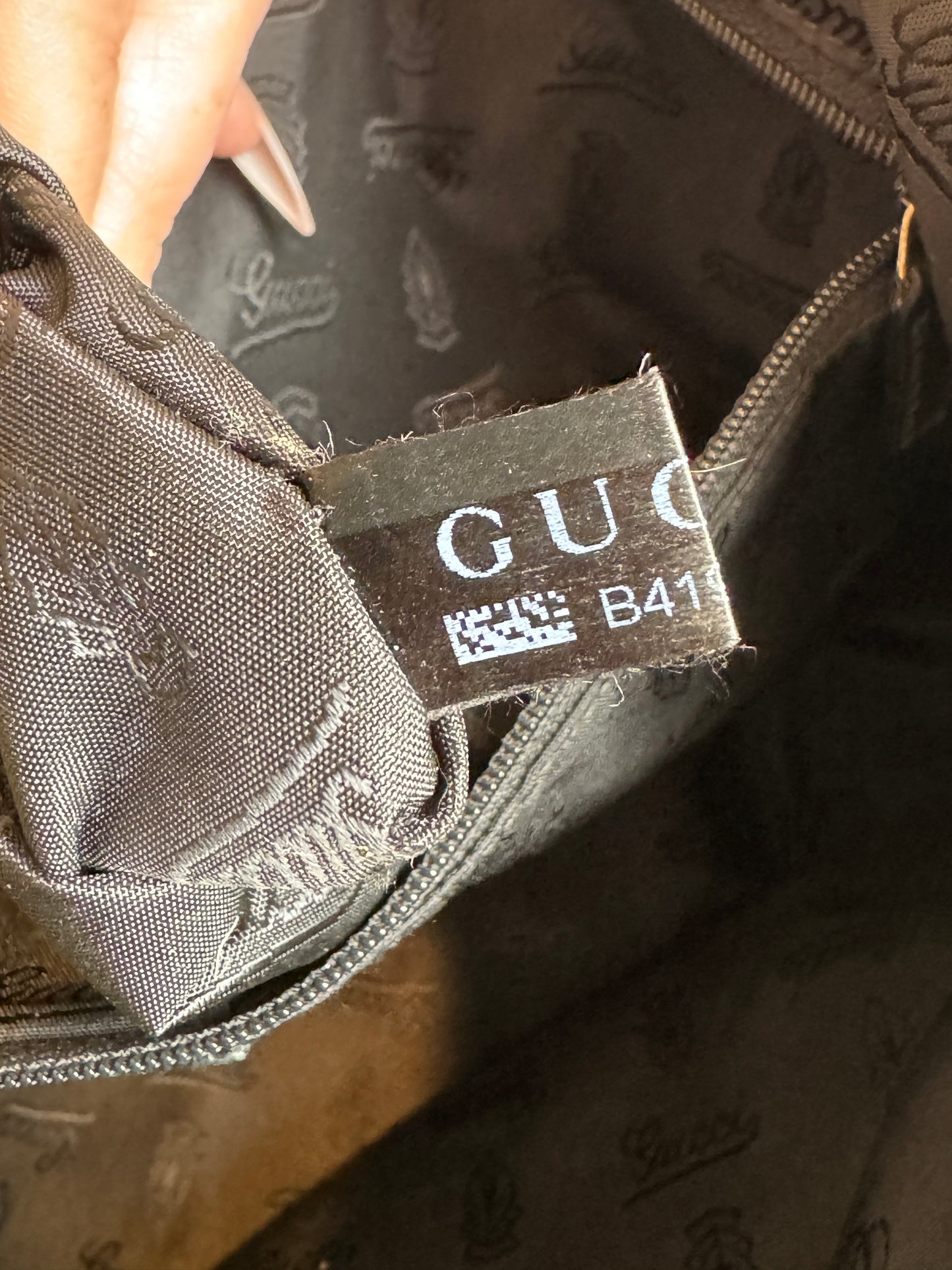 GUCCI GG Canvas Small Patent Trim Tote