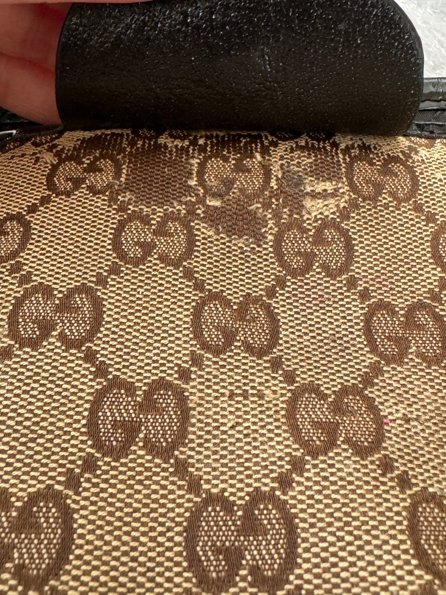 GUCCI GG Canvas Small Patent Trim Tote