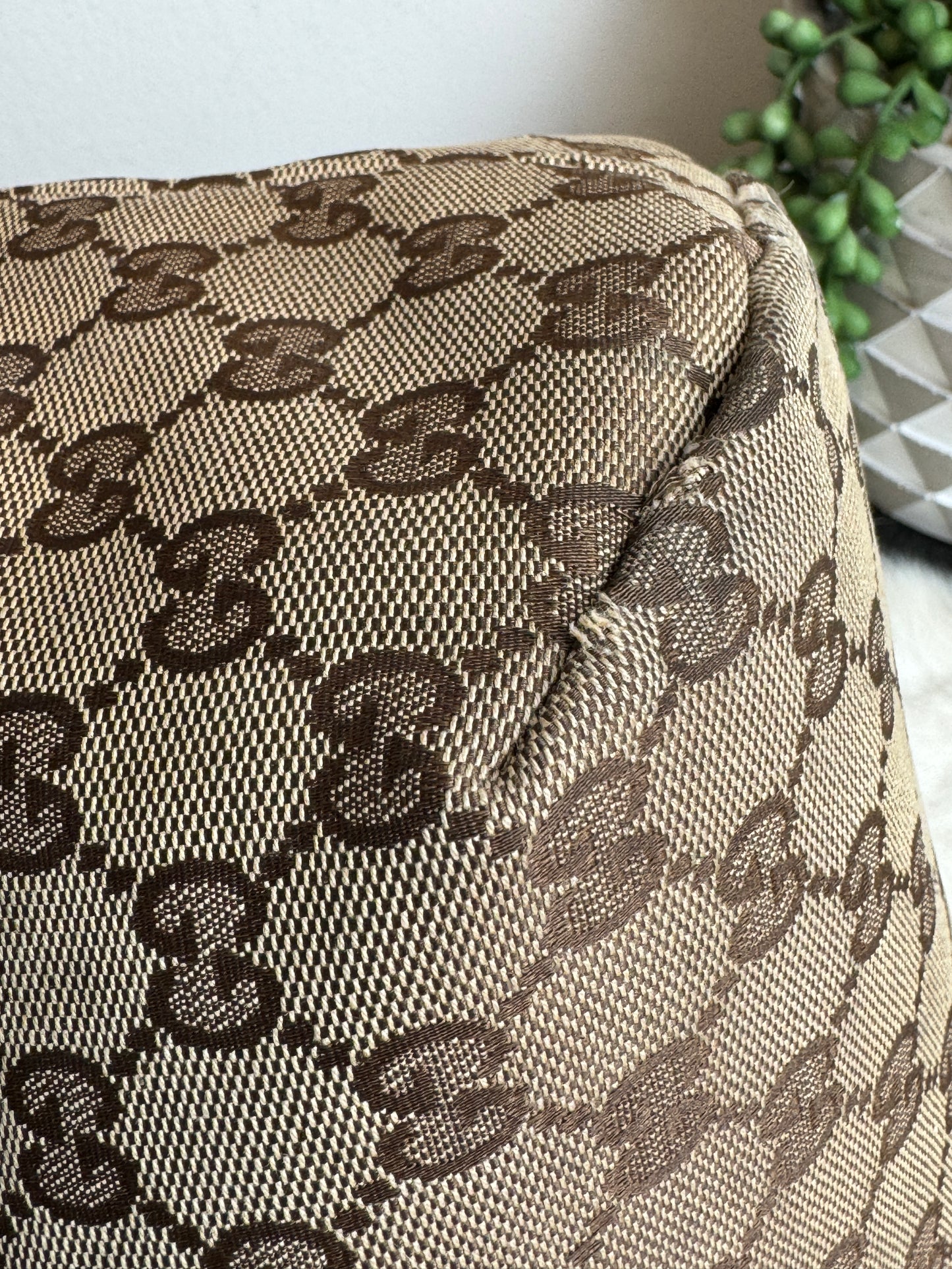 GUCCI GG Canvas Small Patent Trim Tote