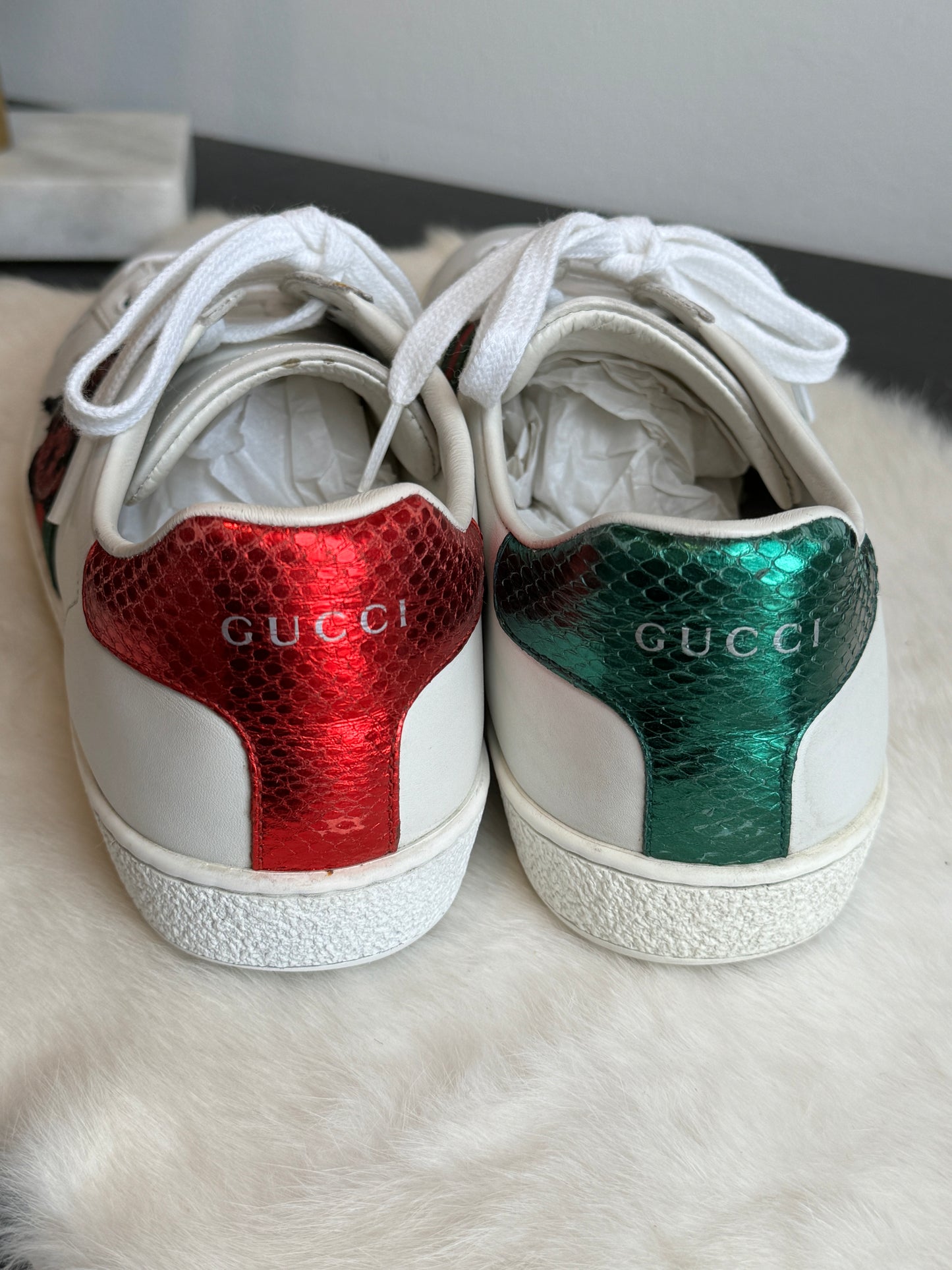 GUCCI Ace Pineapple Ladybug Sneakers Size 37.5EU