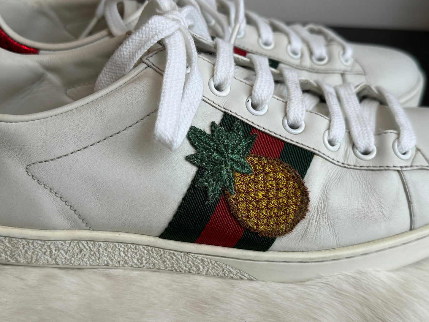 GUCCI Ace Pineapple Ladybug Sneakers Size 37.5EU
