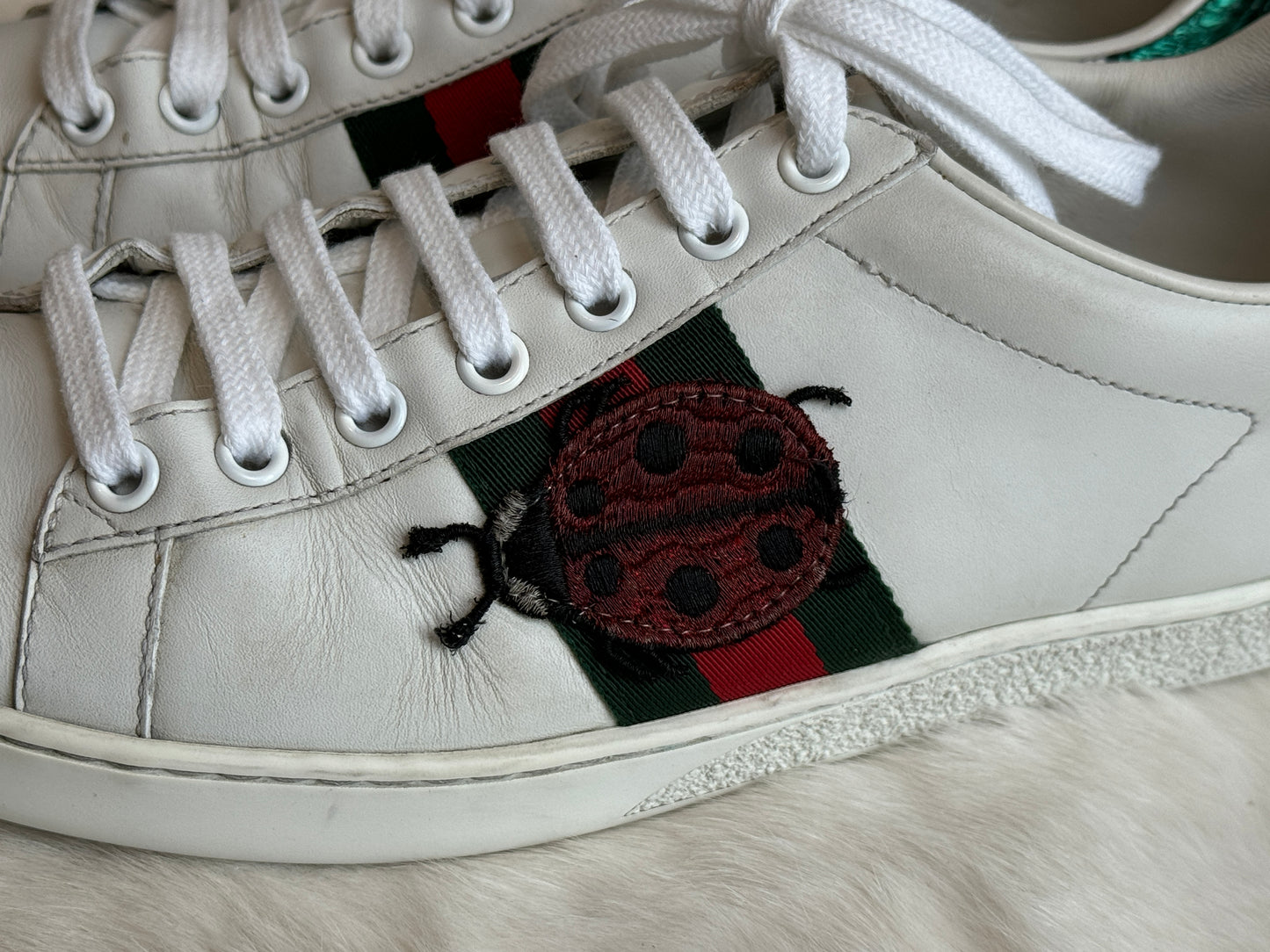 GUCCI Ace Pineapple Ladybug Sneakers Size 37.5EU