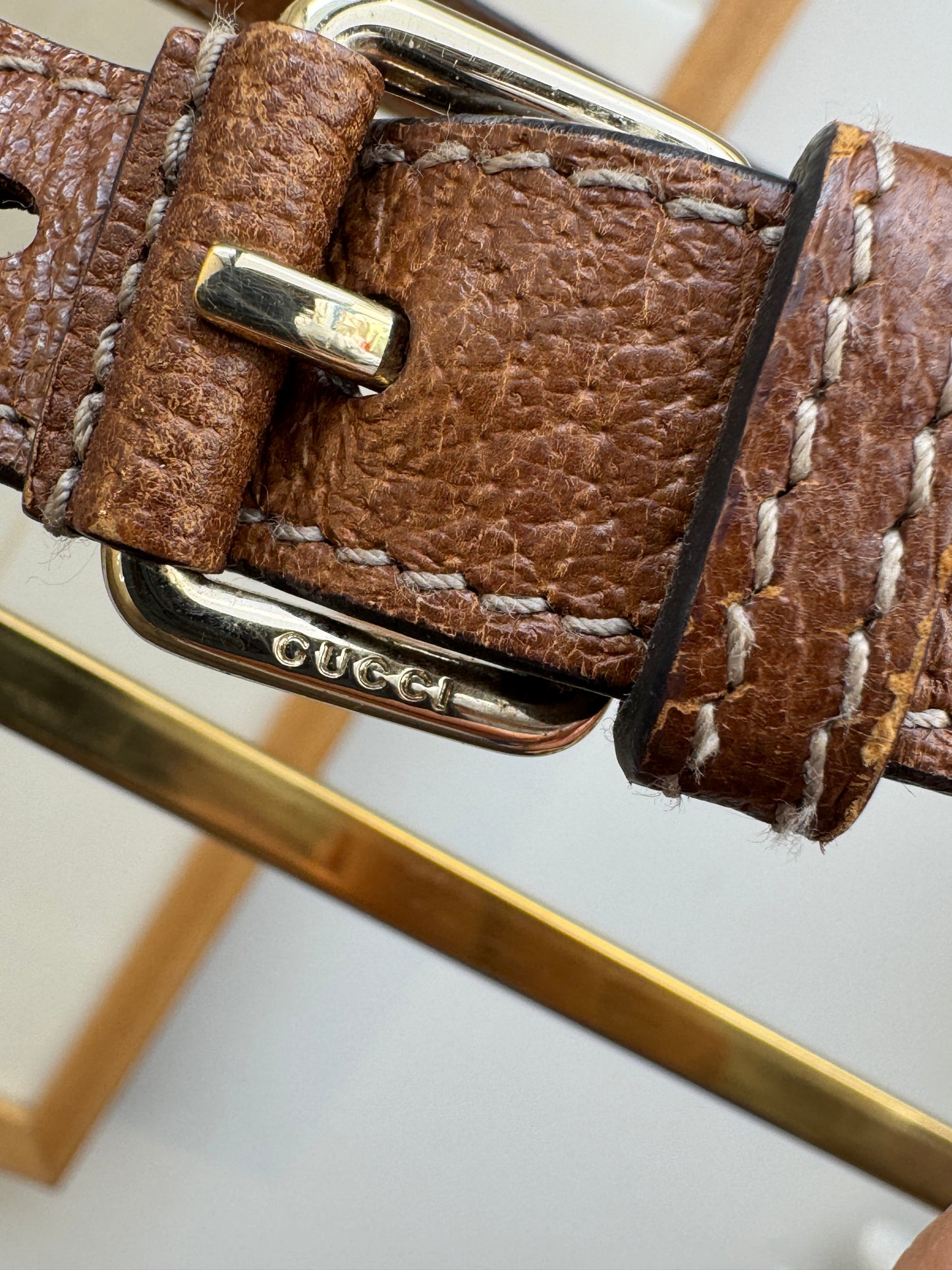 GUCCI GG Monogram Canvas Studs Crossbody Brown Bag
