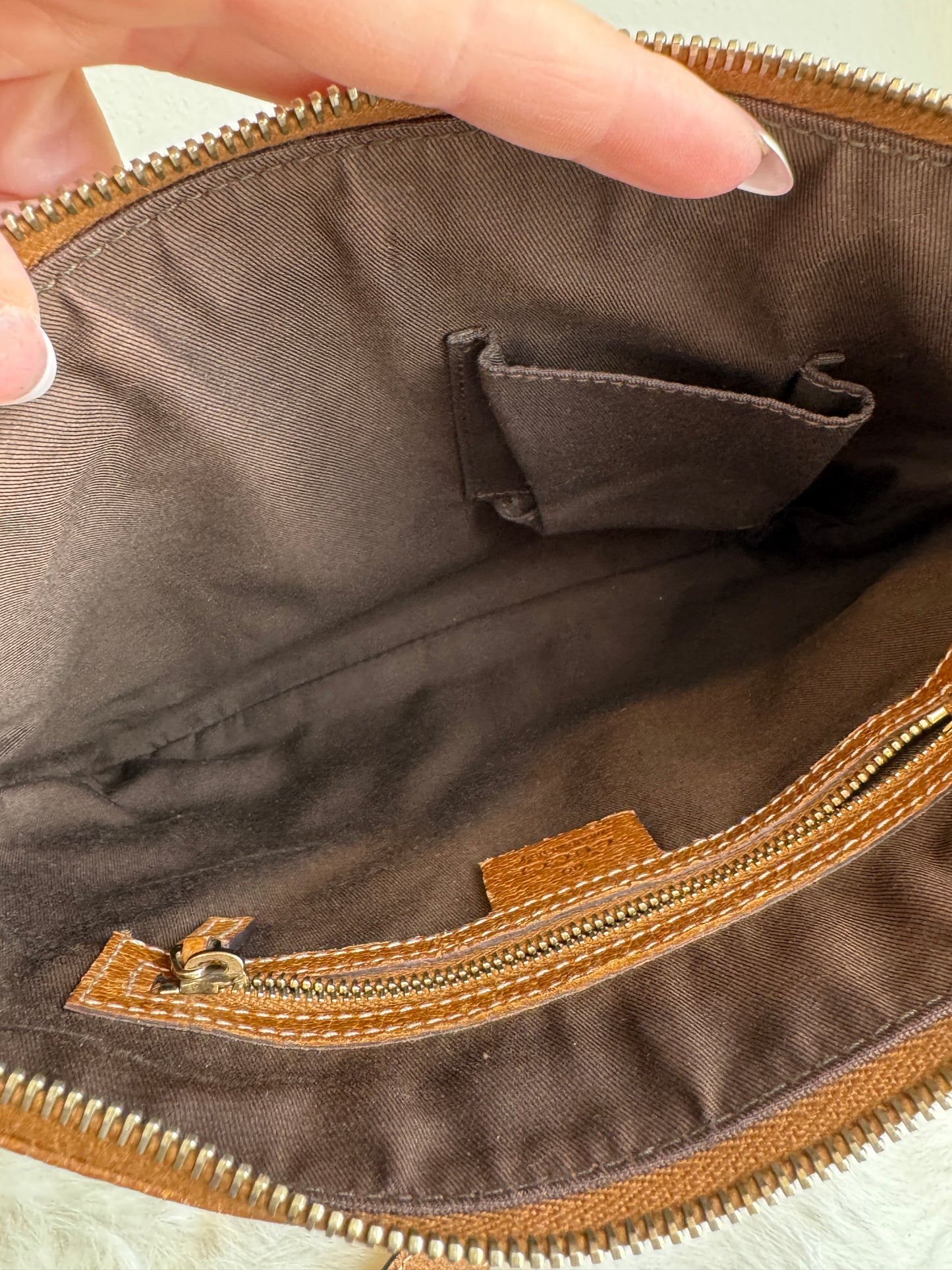 GUCCI GG Monogram Canvas Studs Crossbody Brown Bag