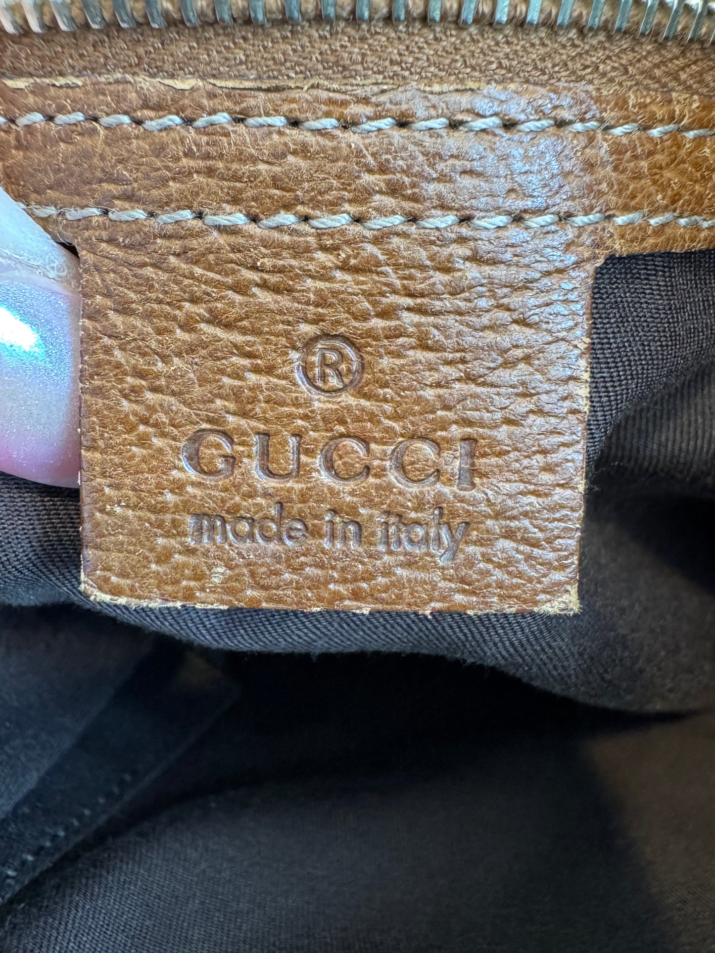 GUCCI GG Monogram Canvas Studs Crossbody Brown Bag