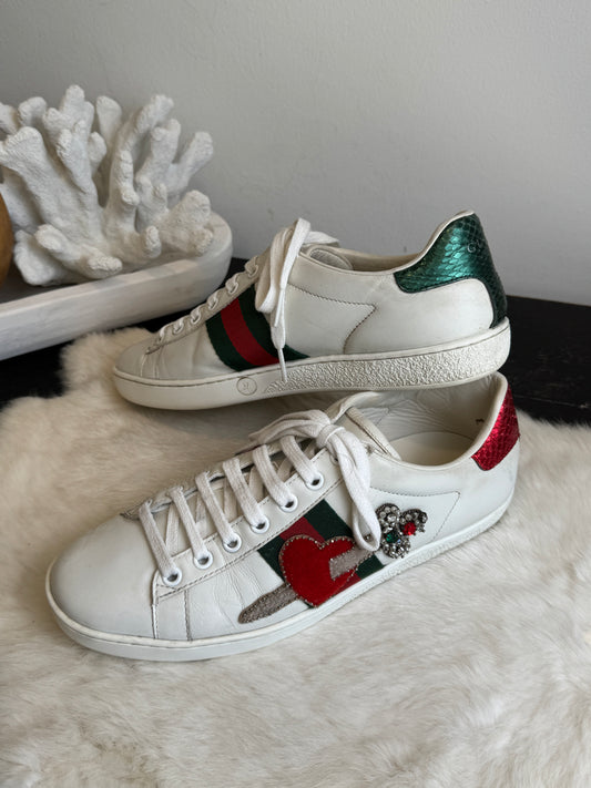 GUCCI Ace Sword Heart Sneakers Women's 37EU