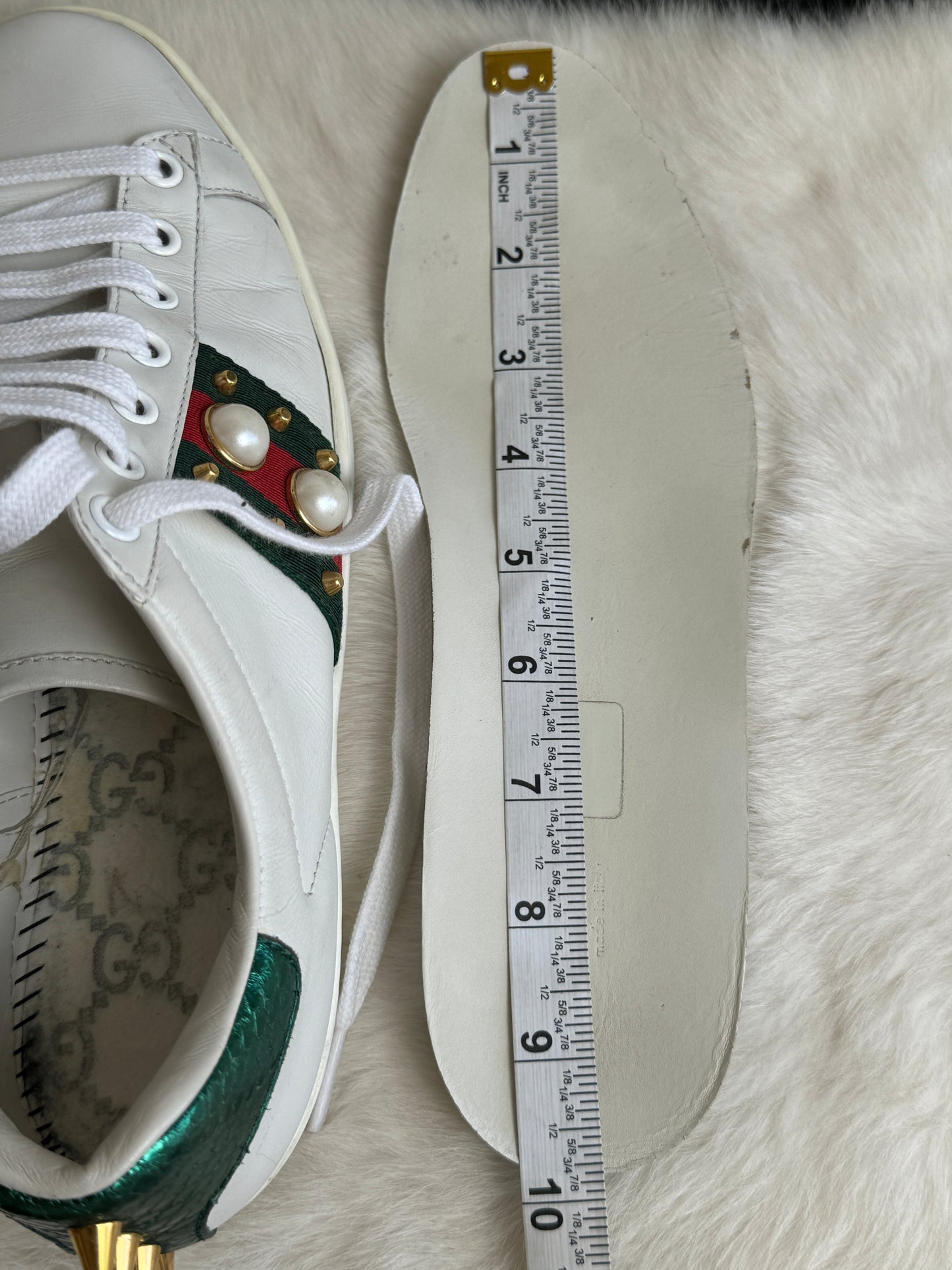 GUCCI Ace Pearl Spikes Women's Sneakers 37EU