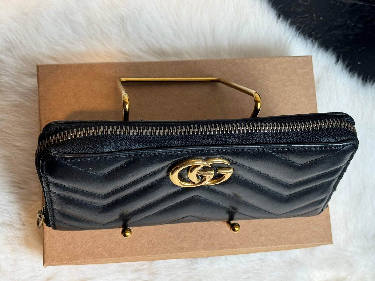 GUCCI Marmont GG Leather Long Zip Wallet