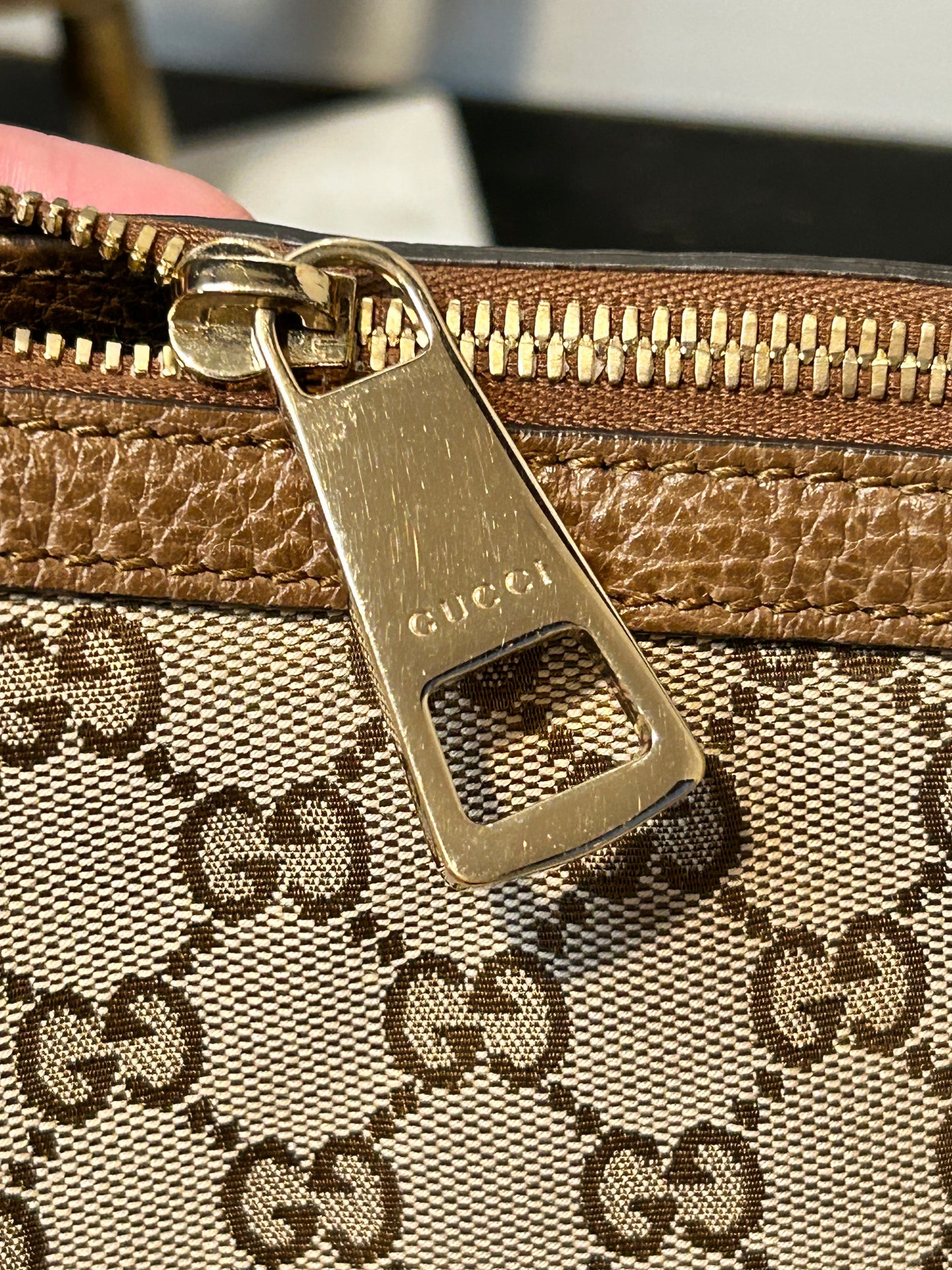 GUCCI GG Canvas Beige Hobo Handbag