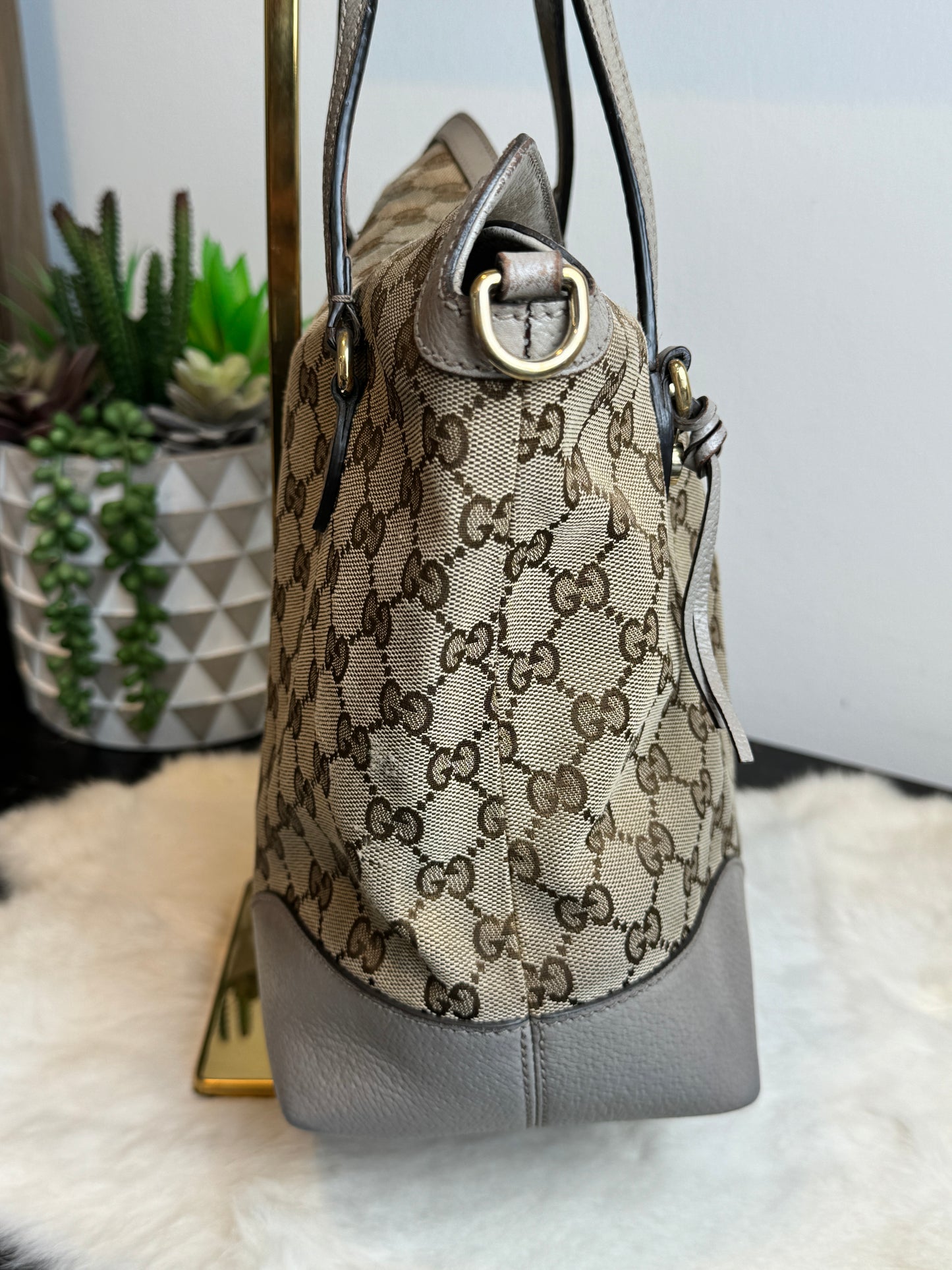 GUCCI Small Beige Canvas Tote