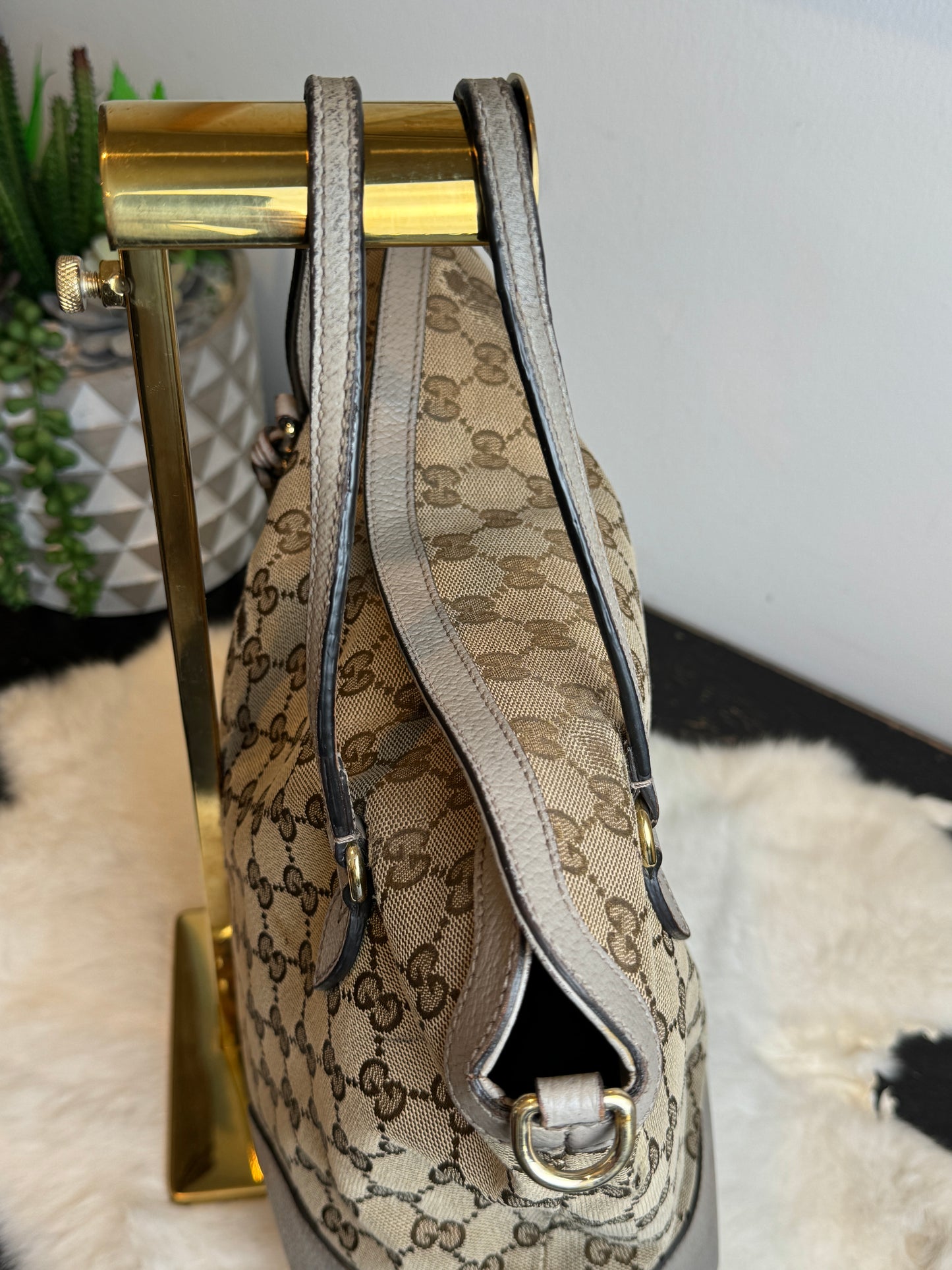 GUCCI Small Beige Canvas Tote