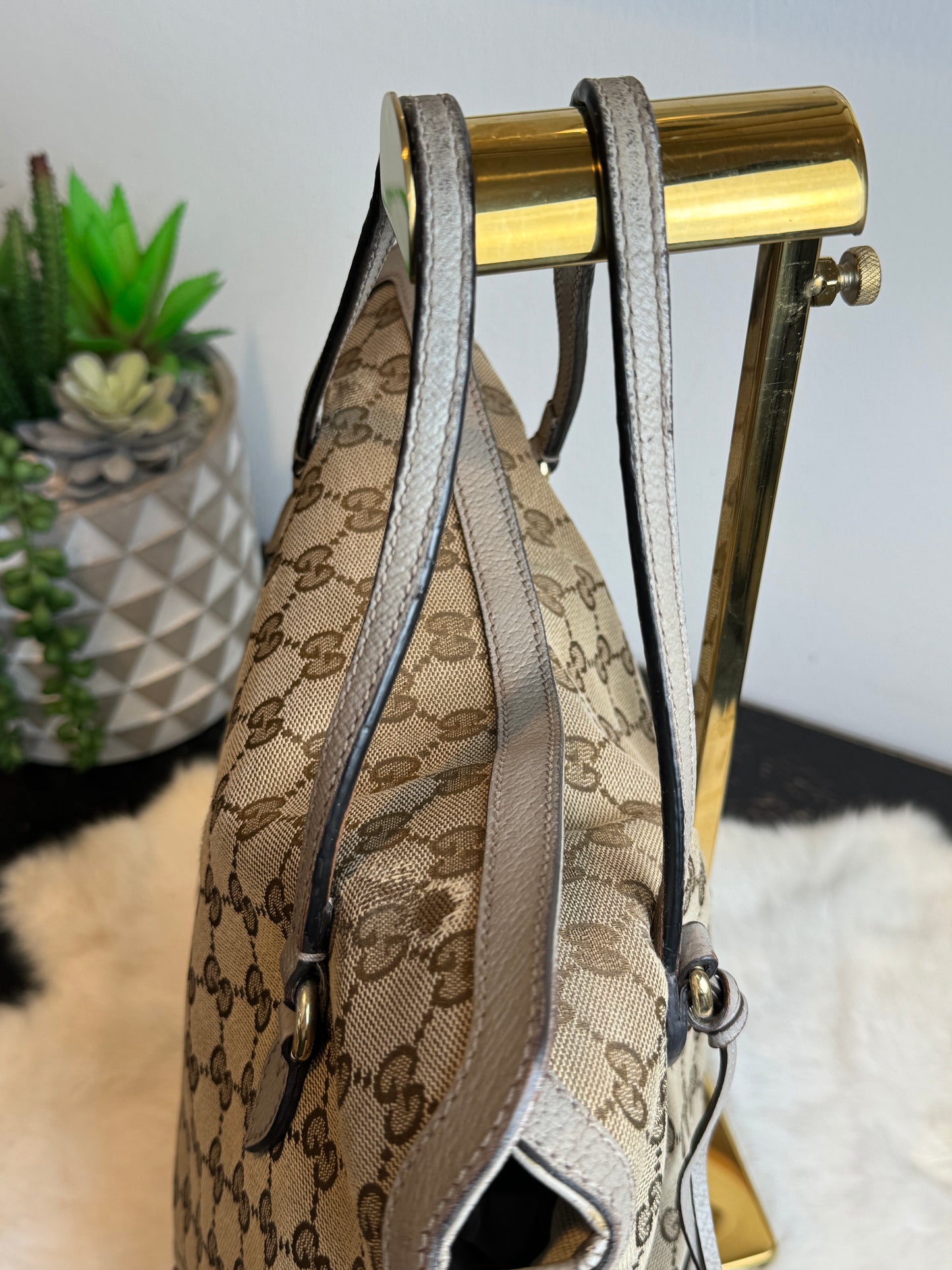 GUCCI Small Beige Canvas Tote