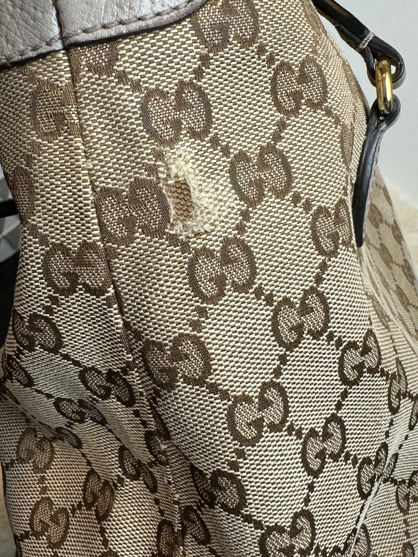 GUCCI Small Beige Canvas Tote